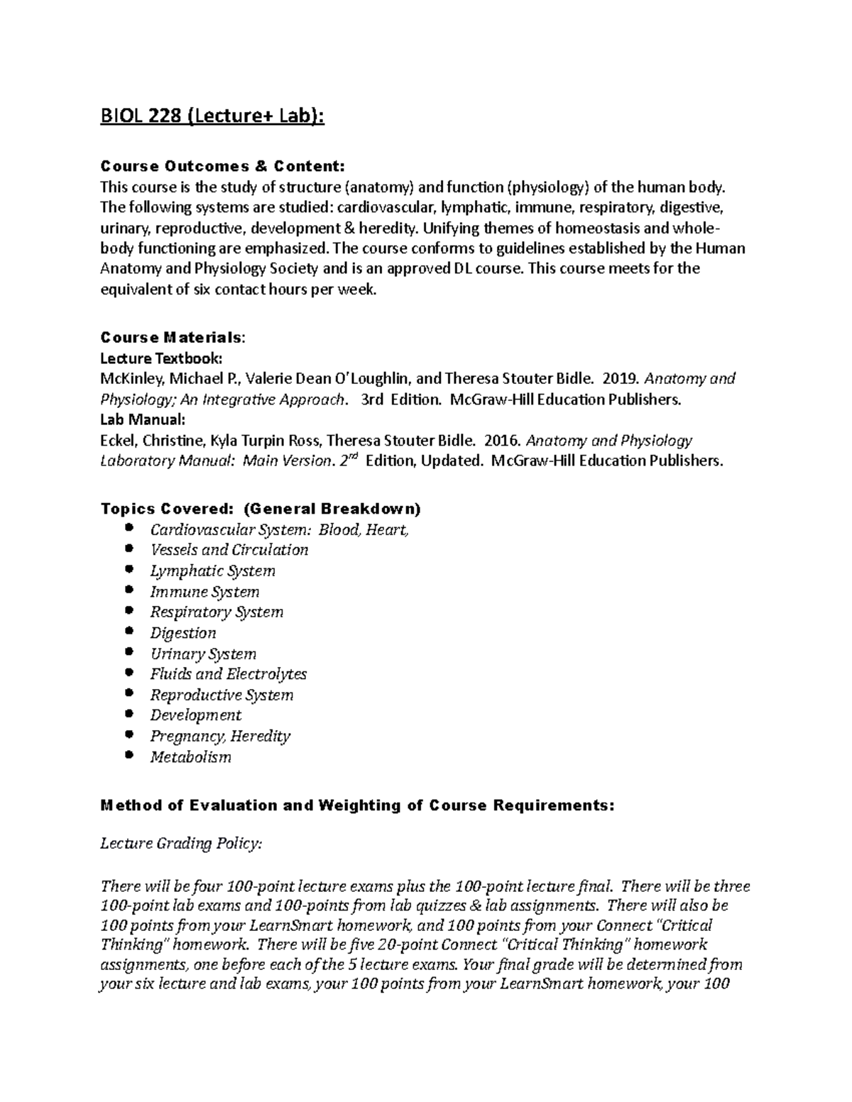 BIOL 228 Course Outline- basics of soil biology - BIOL 228 (Lecture+ ...