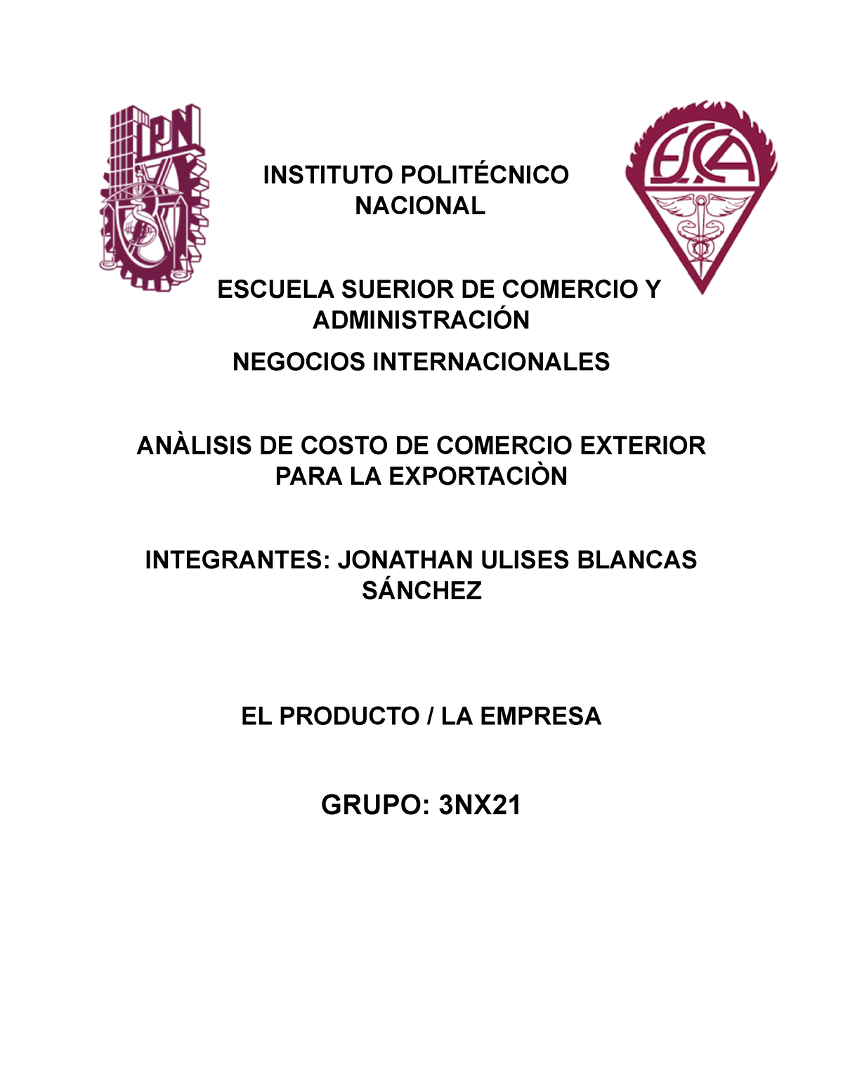 PRACTICA DE ANALISIS DE COMERCIO EXTERIOR - INSTITUTO POLITÉCNICO ...