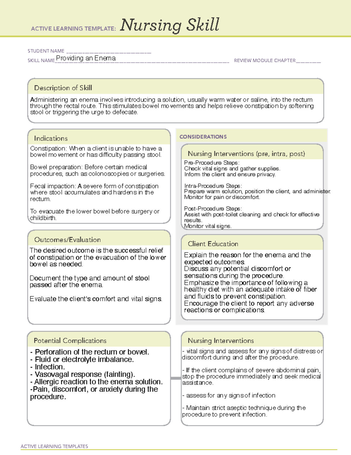 4 temp for bowel elimination - STUDENT NAME ...