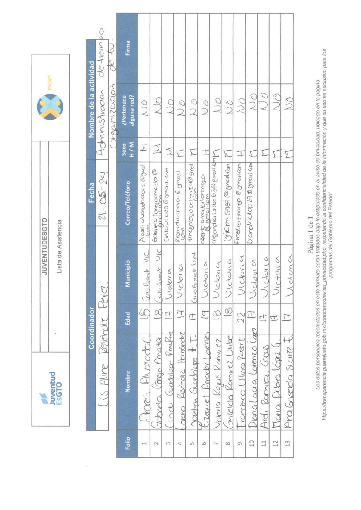 Lista de asistencia - DSDSA - JUVENTUDESGTO Juventud INdex EsGTO Lista ...
