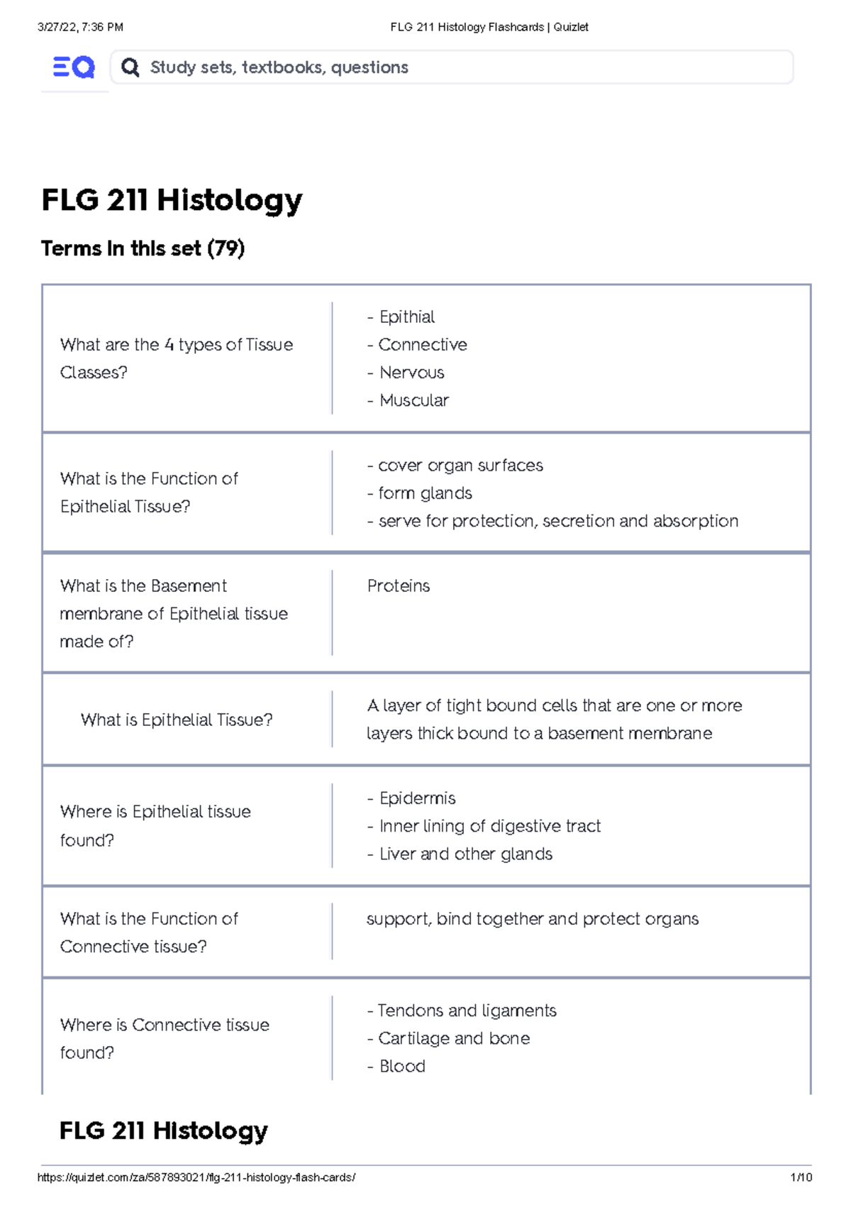 Histology Flashcards QuiZ - Upgrade: Free 7-da... FLG 211 Histology ...