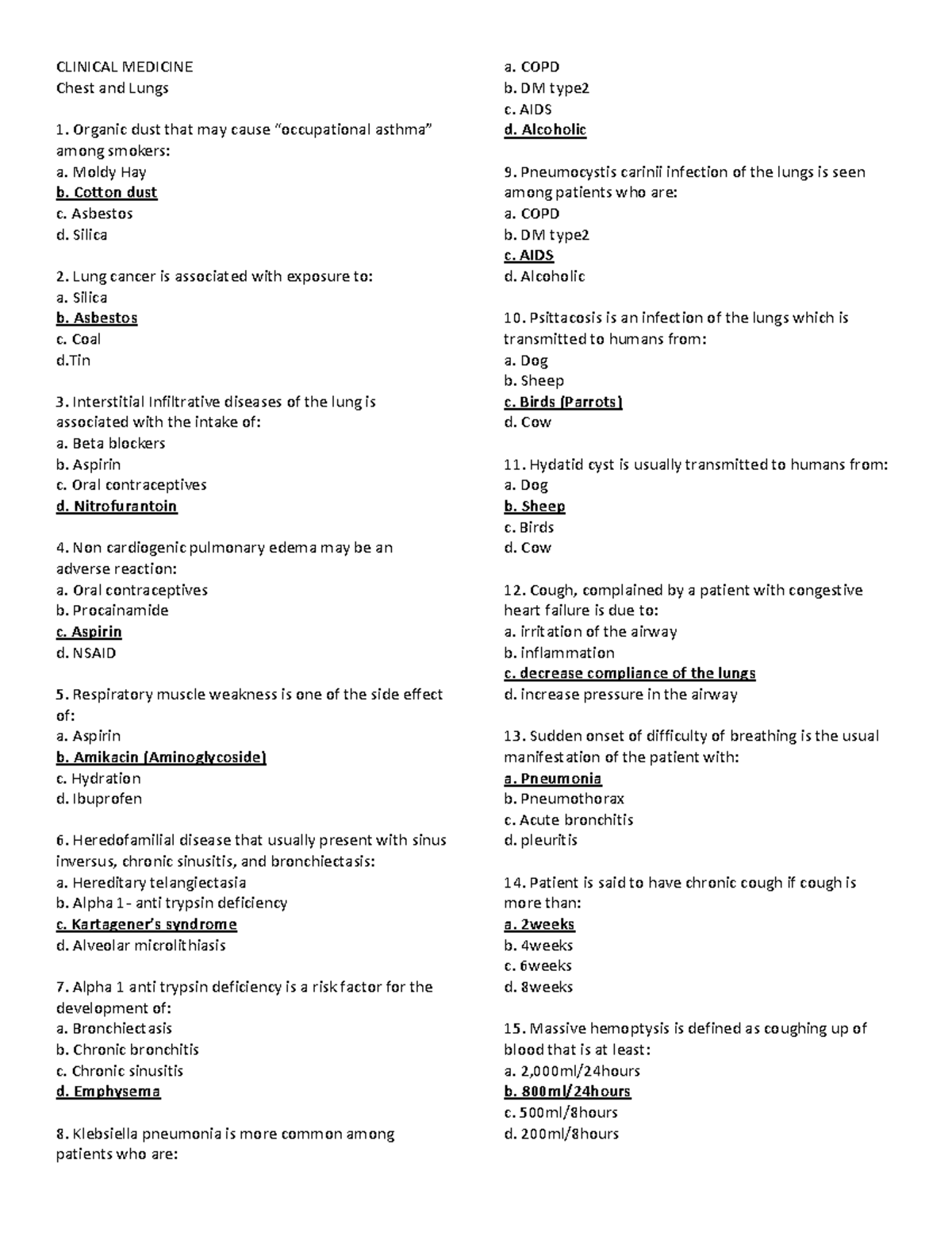 Chest and lungs samplex 2 CLINICAL MEDICINE Chest and Lungs Organic