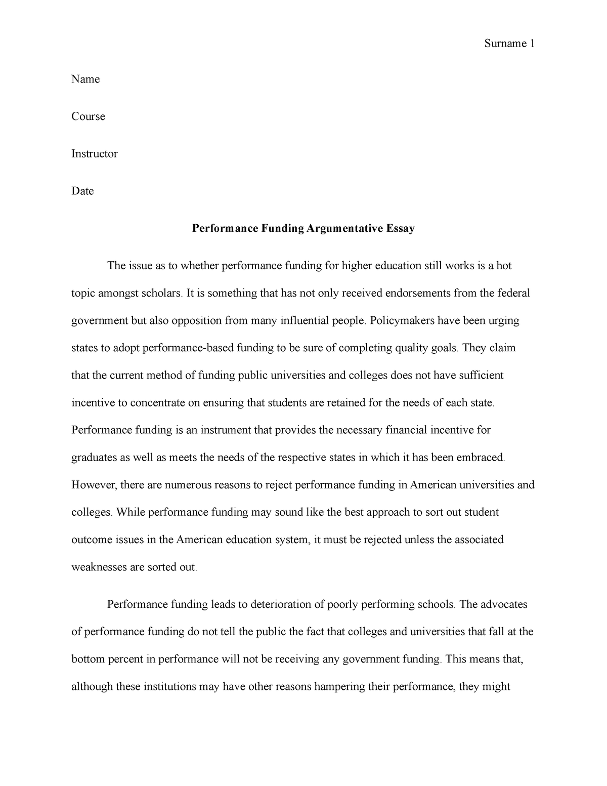 school funding argumentative essay