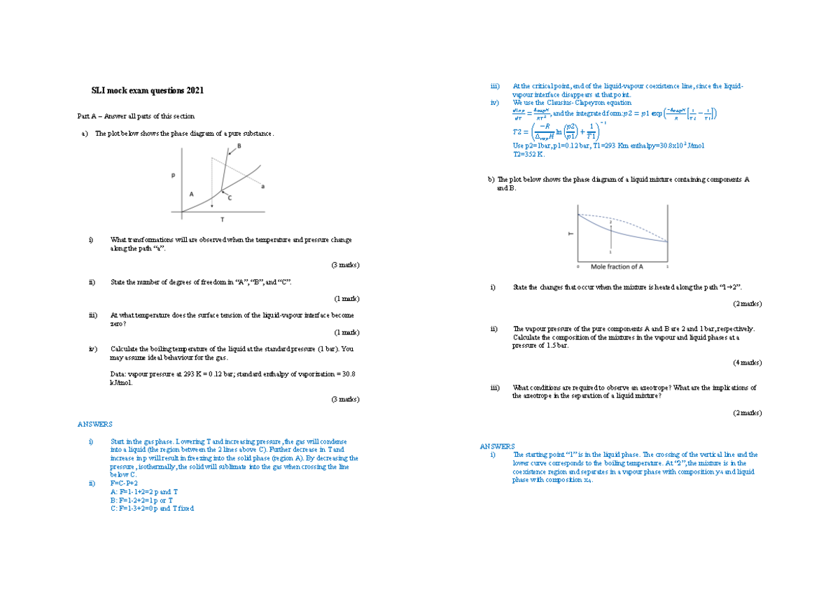 Practice paper - Questions detailing important info about ...