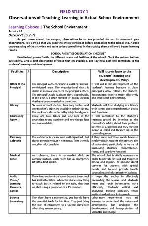 FS2- Episode 4 - Field Study 2 - FS FIELD STUDY 2 PARTICIPATION AND ...