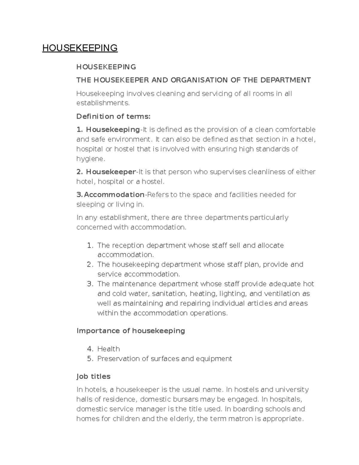 Housekeeping Notes Edited 115529 HOUSEKEEPING HOUSEKEEPING THE