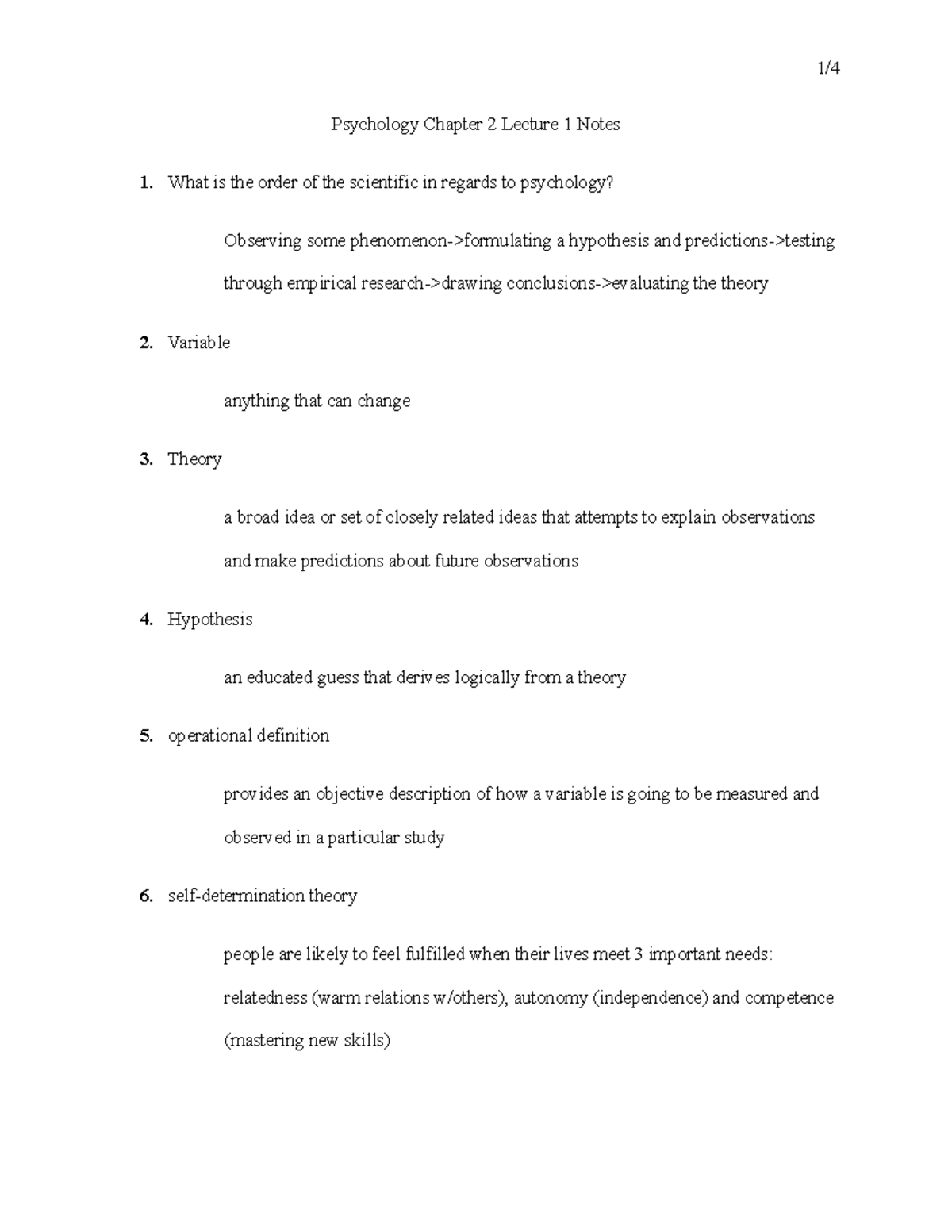 Psychology Chapter 2 Lecture 1 Study Guide And Notes - Psychology ...