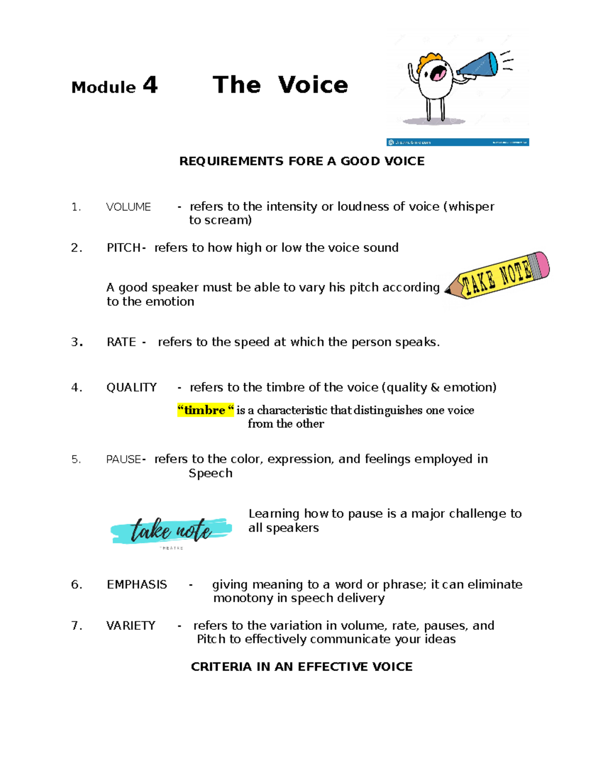 Module 4 ELT 209 - bgvnhvb - Module 4 The Voice REQUIREMENTS FORE A ...