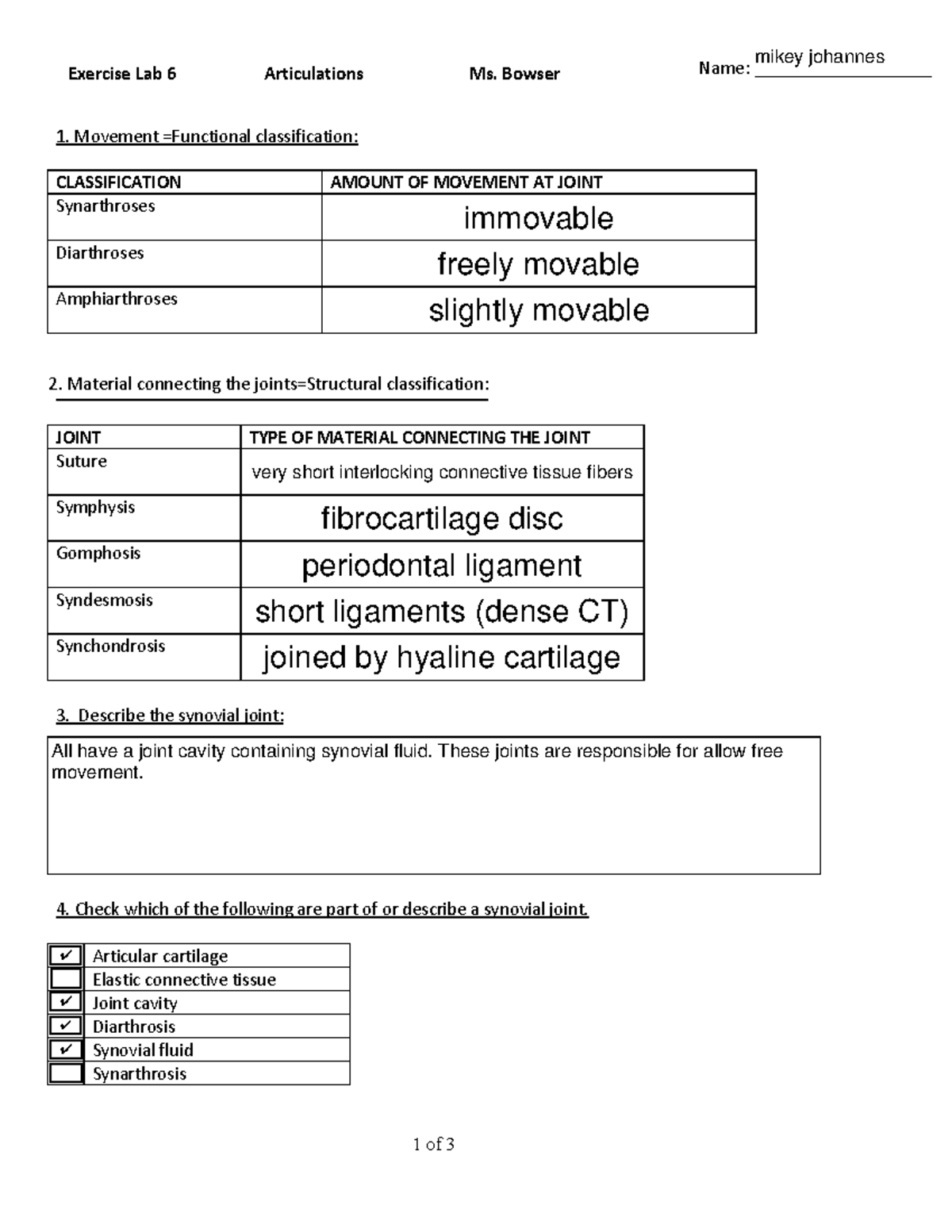 A and p lab 6 Lab for OCCC 1 of 3 Name 1. Movement =Functional