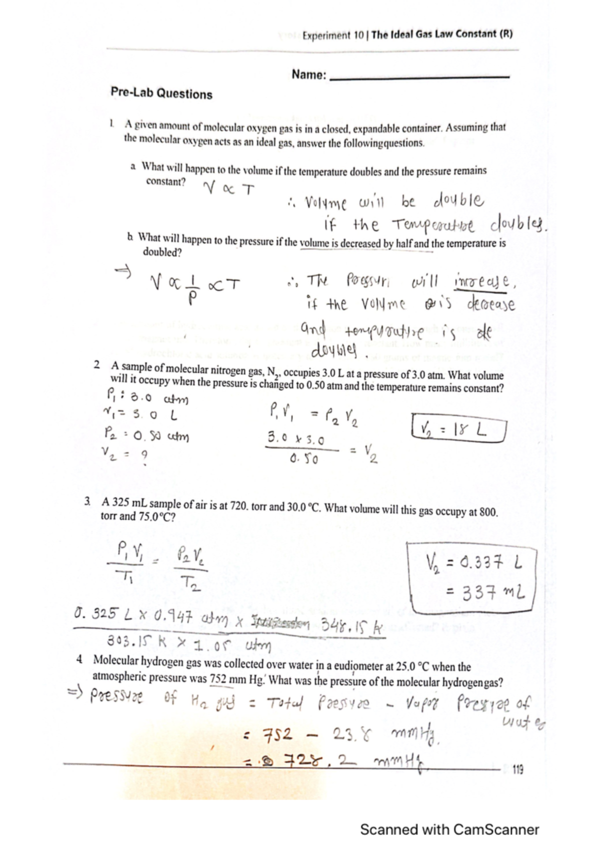 The ideal gas law constant pre-lab - Chem 152L - Studocu