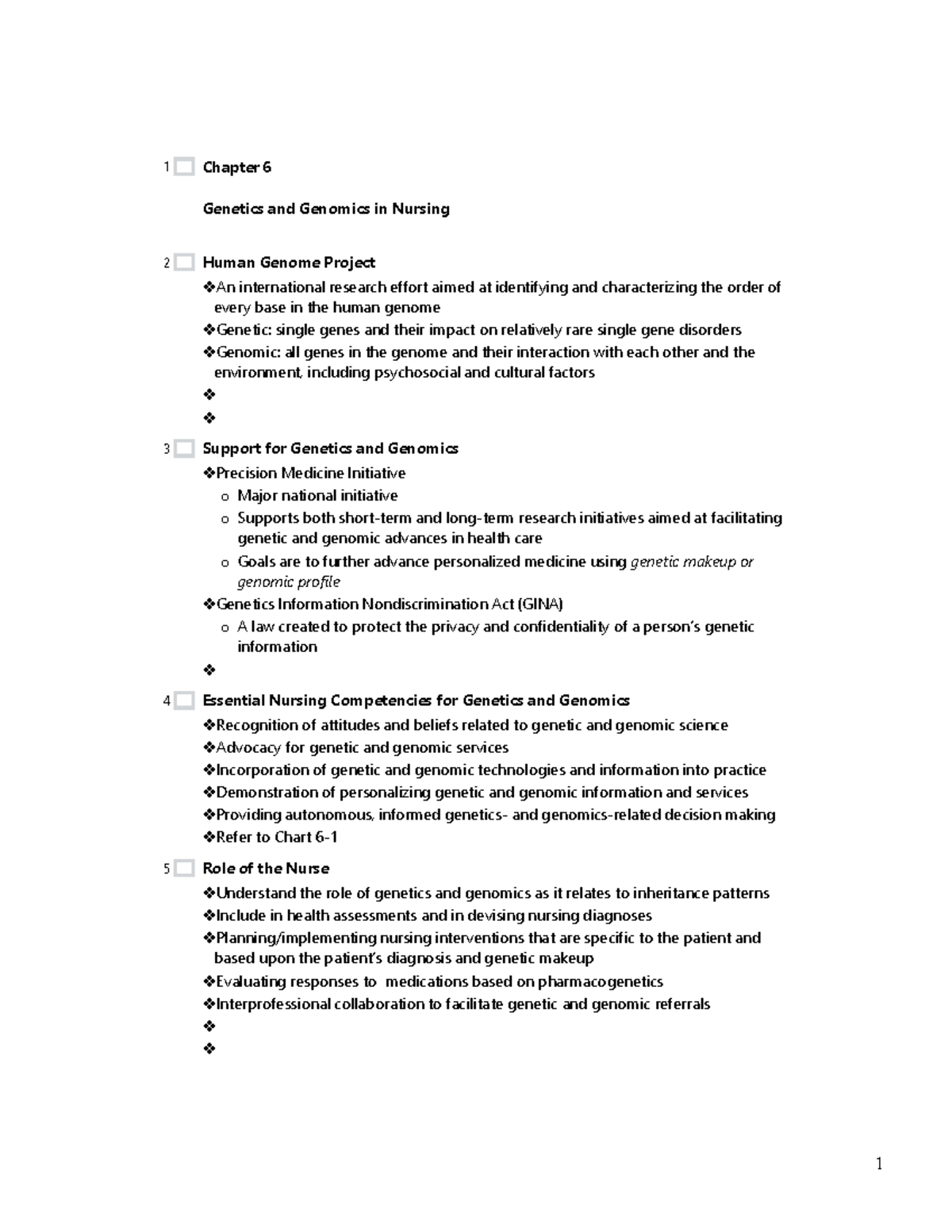 Chapter 6 - Chapter 6 Genetics and Genomics in Nursing Human Genome ...