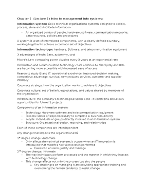 Ch01 3 - Lecture notes 7 - CHAPTER 1: Information Systems and the Role ...