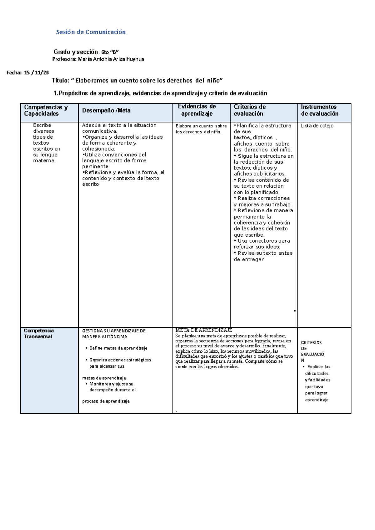 Escribimos UN Cuento Sobre LOS Derechos DEL NIÑO - Sesión De ...