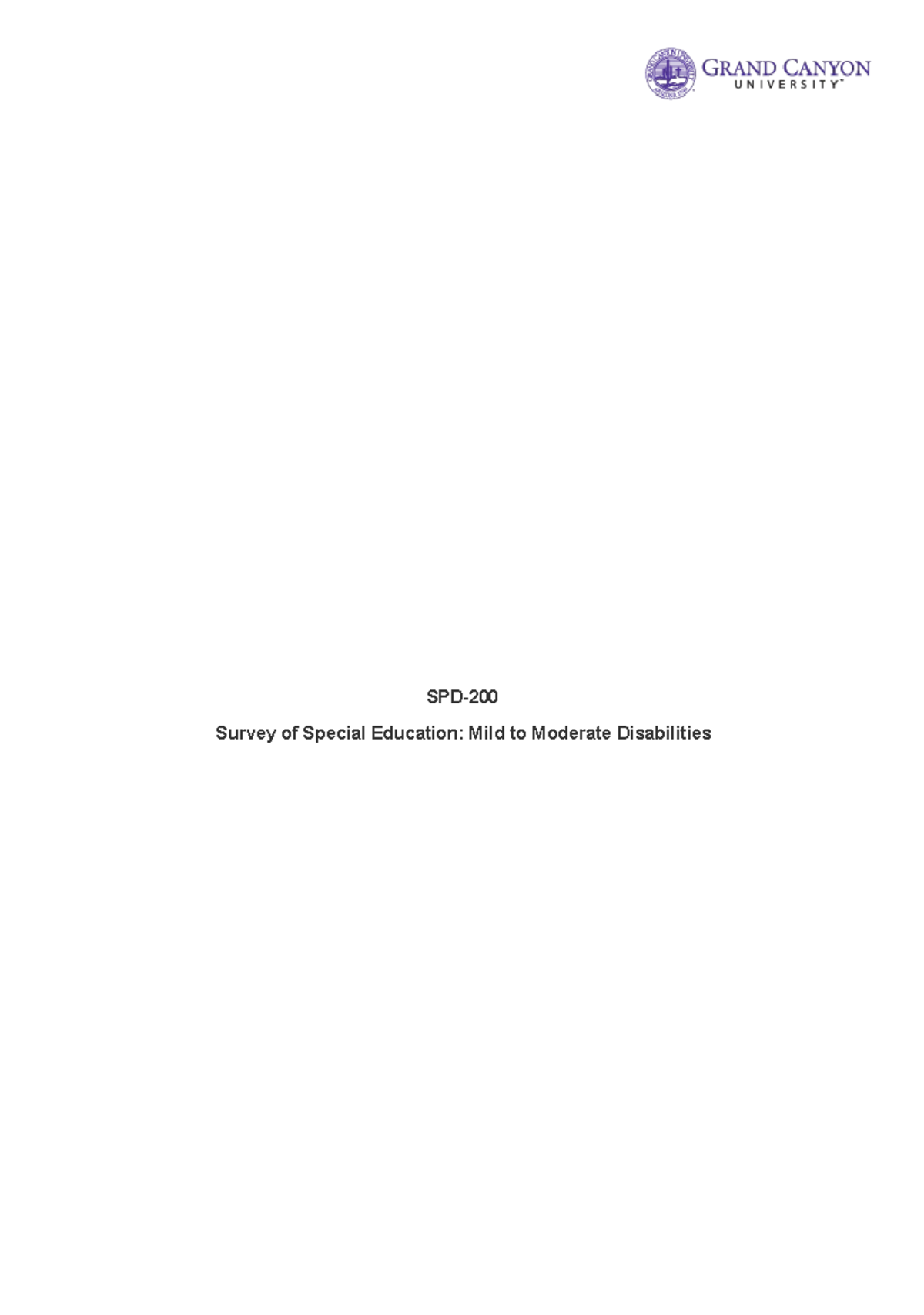 Syllabus - Overview of class assignments - SPD- Survey of Special ...