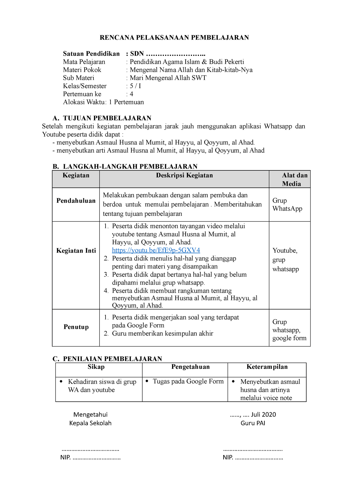 RPP Kelas 5 Pertemuan 4 - Modul Ajar - RENCANA PELAKSANAAN PEMBELAJARAN ...