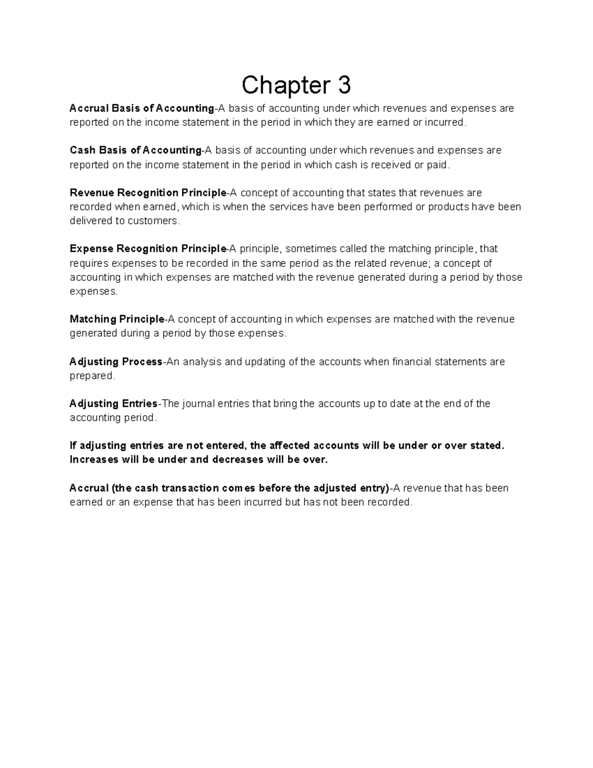 ACC201 Chapter 3 Notes - Chapter 3 Accrual Basis of Accounting-A basis ...