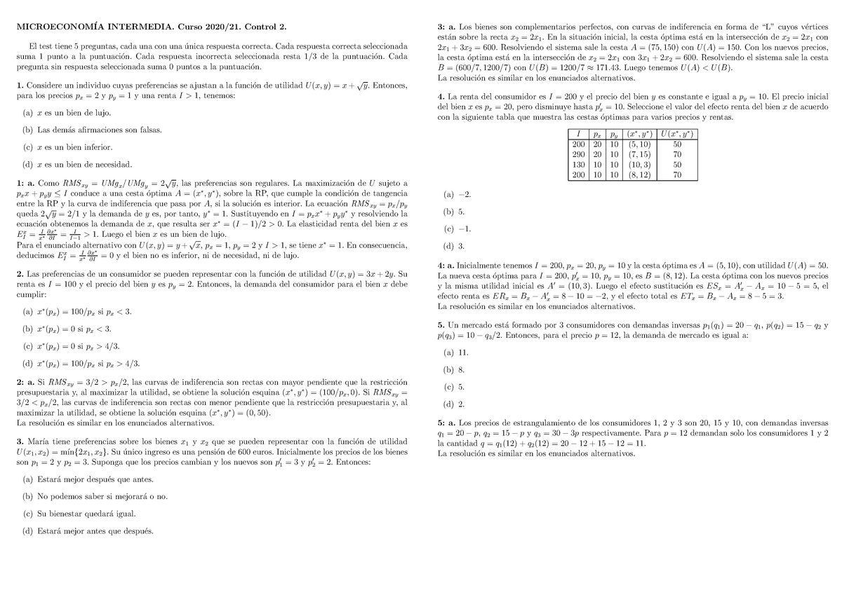 Controllillo De Asistencia 1 Microeconom Ia Intermedia Curso 21 Control El Studocu
