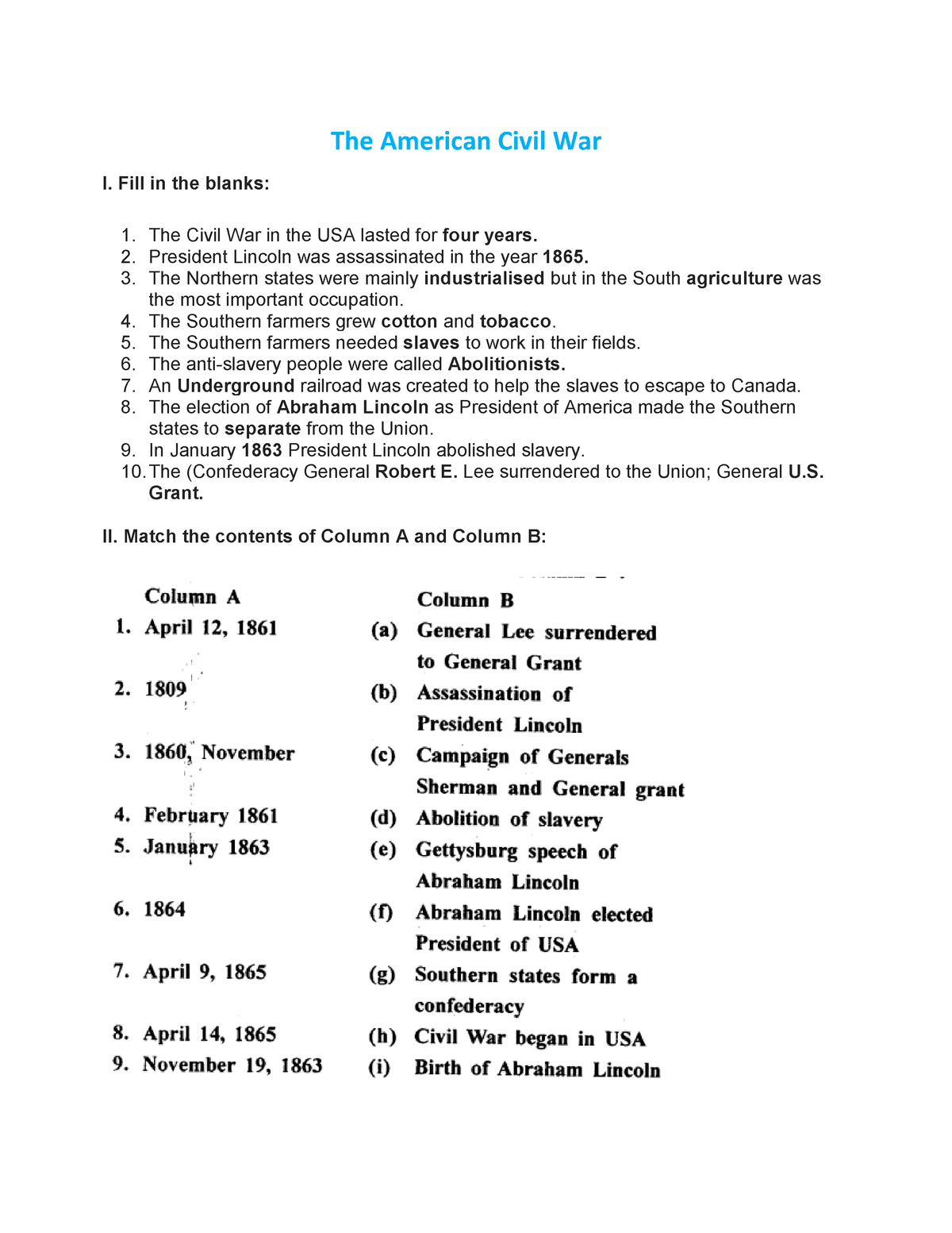 ICSE Focus On History Solutions Class 8 Chapter 3 The American Civil ...