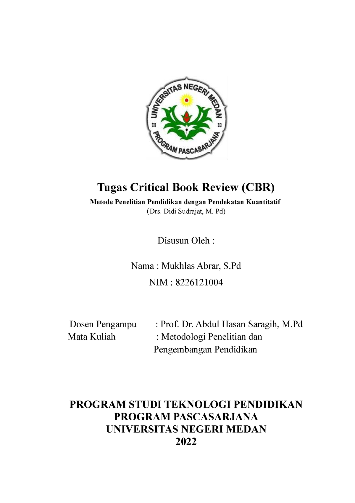 CBR Metopel Mukhlas - Tugas CBR - Tugas Critical Book Review (CBR ...