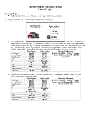 Unit 5 Project - TTU - Introduction to Personal Finance Unit 5 Project ...
