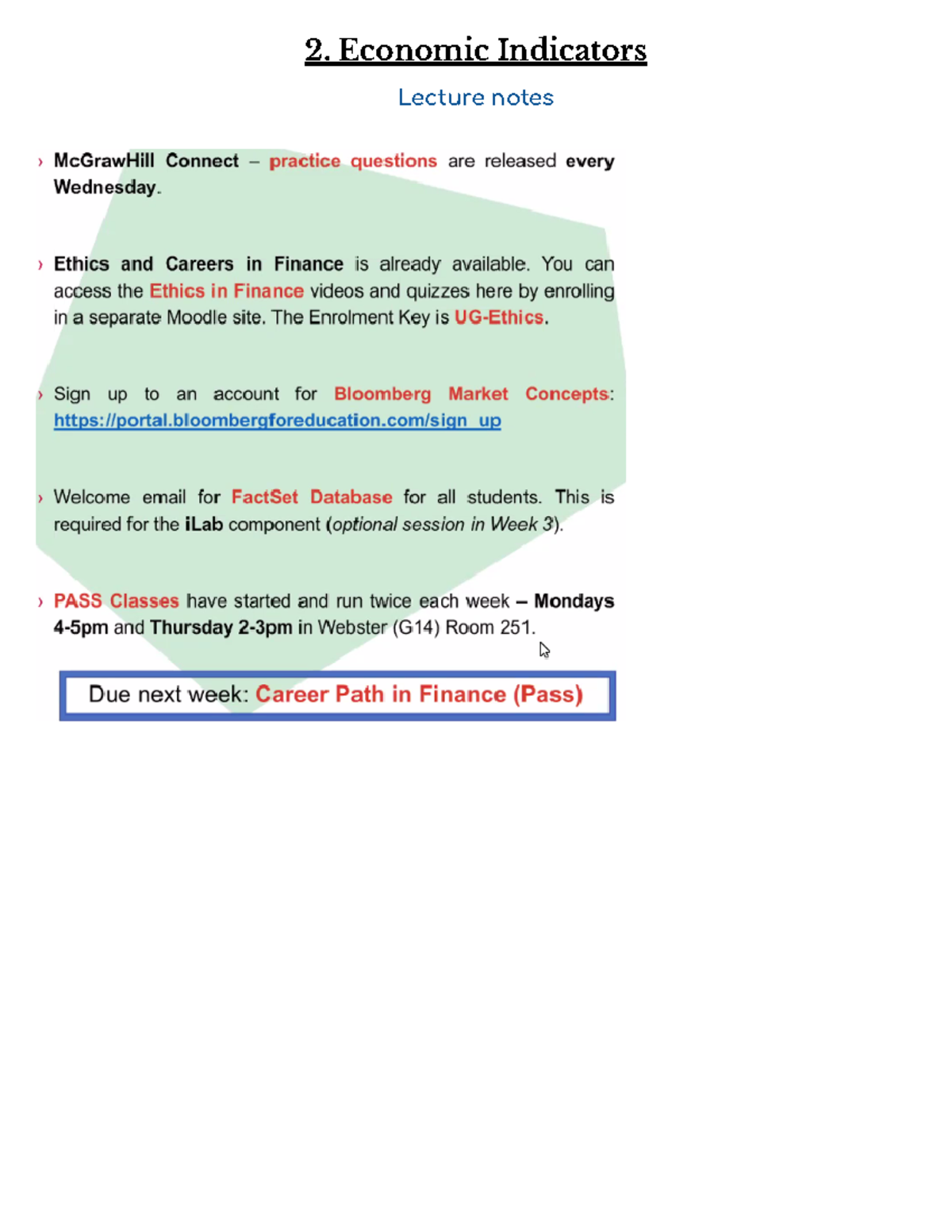 2. Economic Indicators - 2. Economic Indicators Lecture notes For a ...
