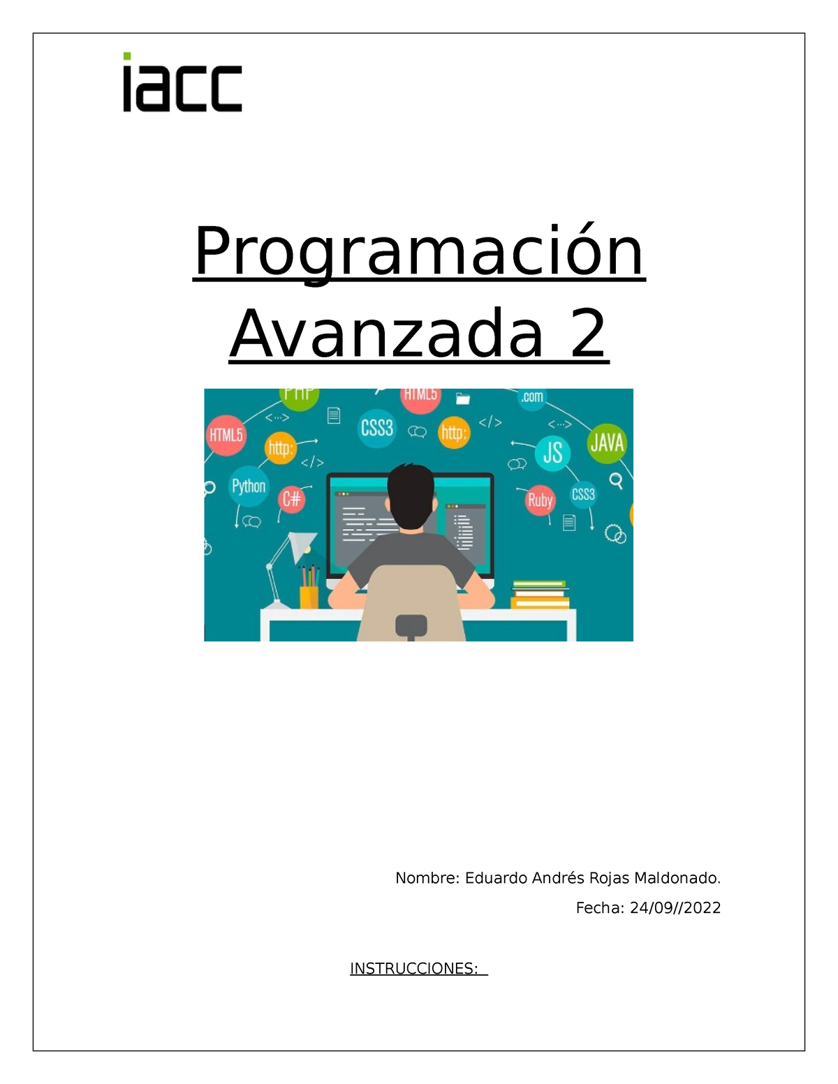 Programacion Avanzada 2 Semana 6 - Programación Avanzada 2 Nombre ...