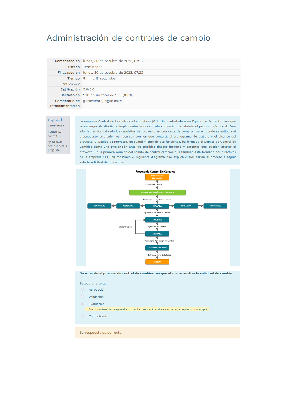 Autocalificable Semana 1 Administracion De Control Del Cambio ...