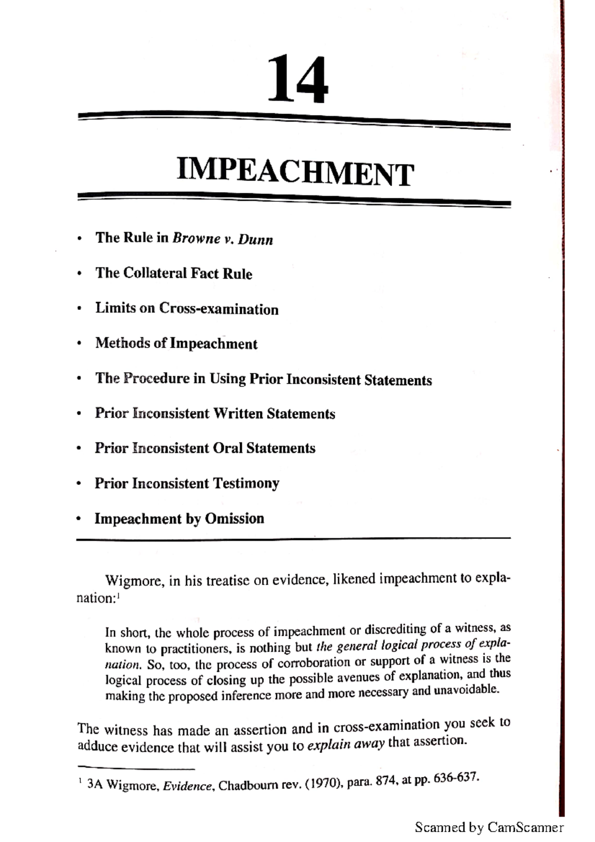 Ch 14. Impeachment An Advocacy Primer LAW 2650 Studocu
