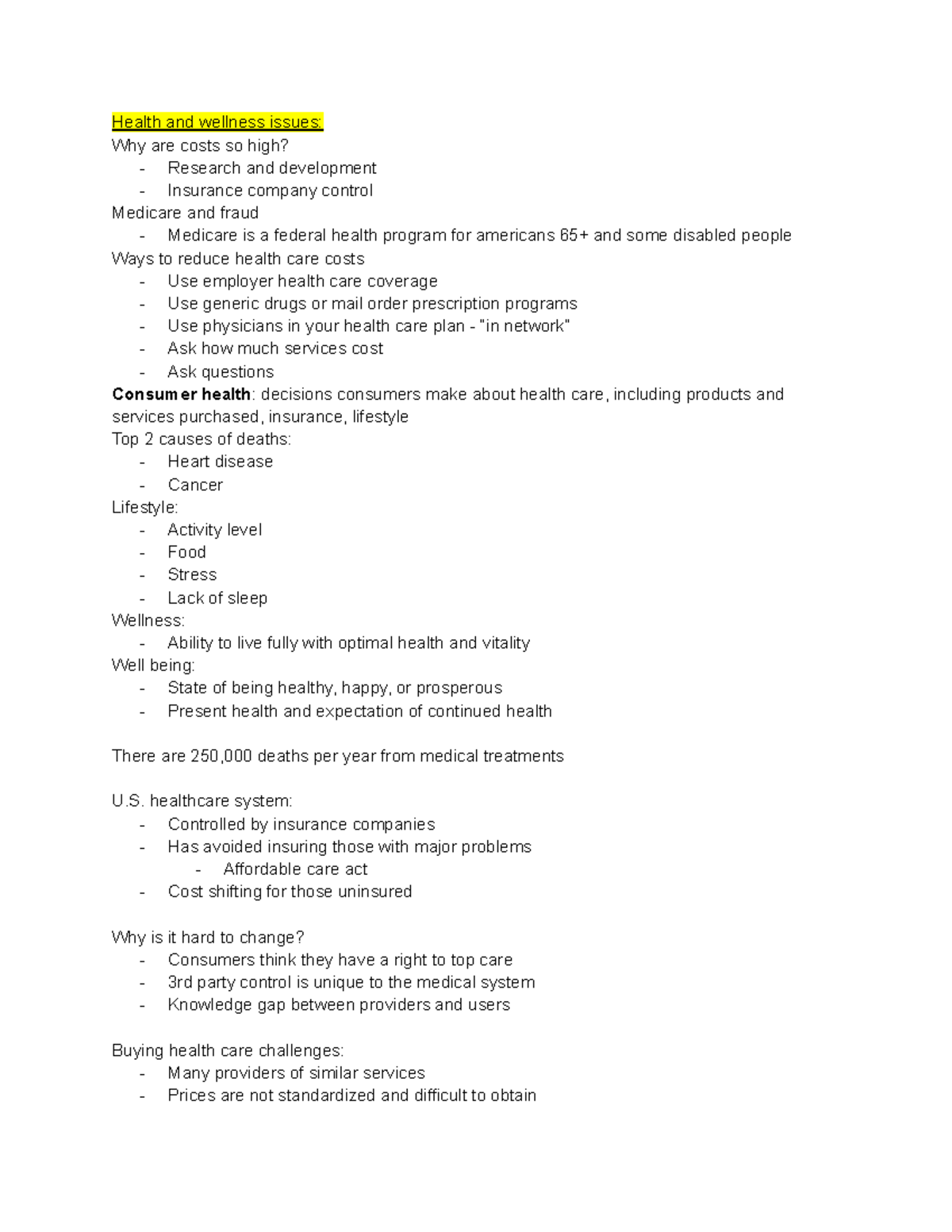 Consumer Rights Chapter 9 - Health and wellness issues: Why are costs ...