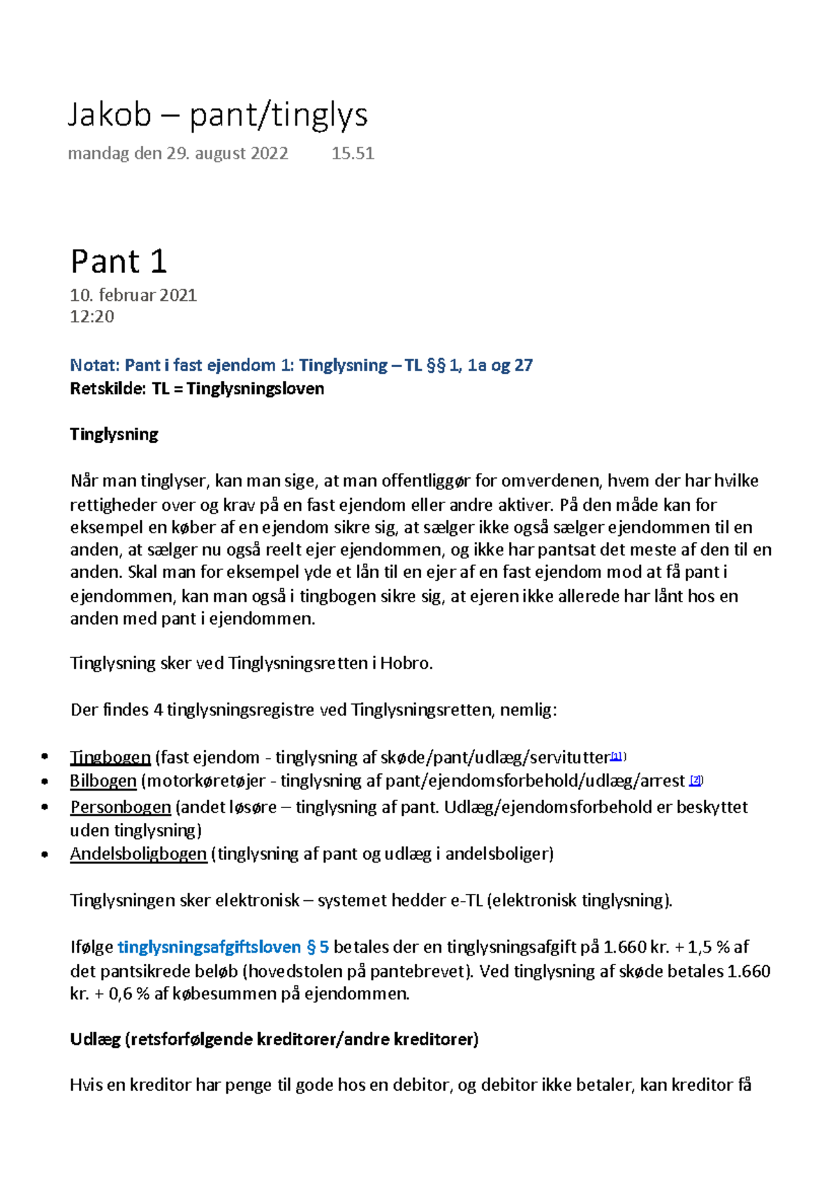 Panttinglys Erhvervsjura noter Pant 1 februar 2021 12 Notat Pant