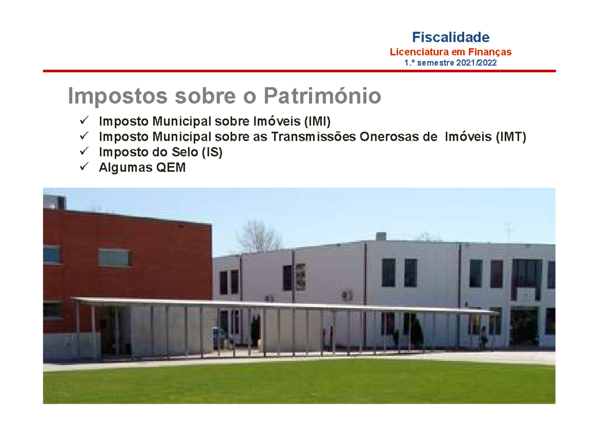 Imi - direito - Impostos sobre o Património Imposto Municipal sobre ...