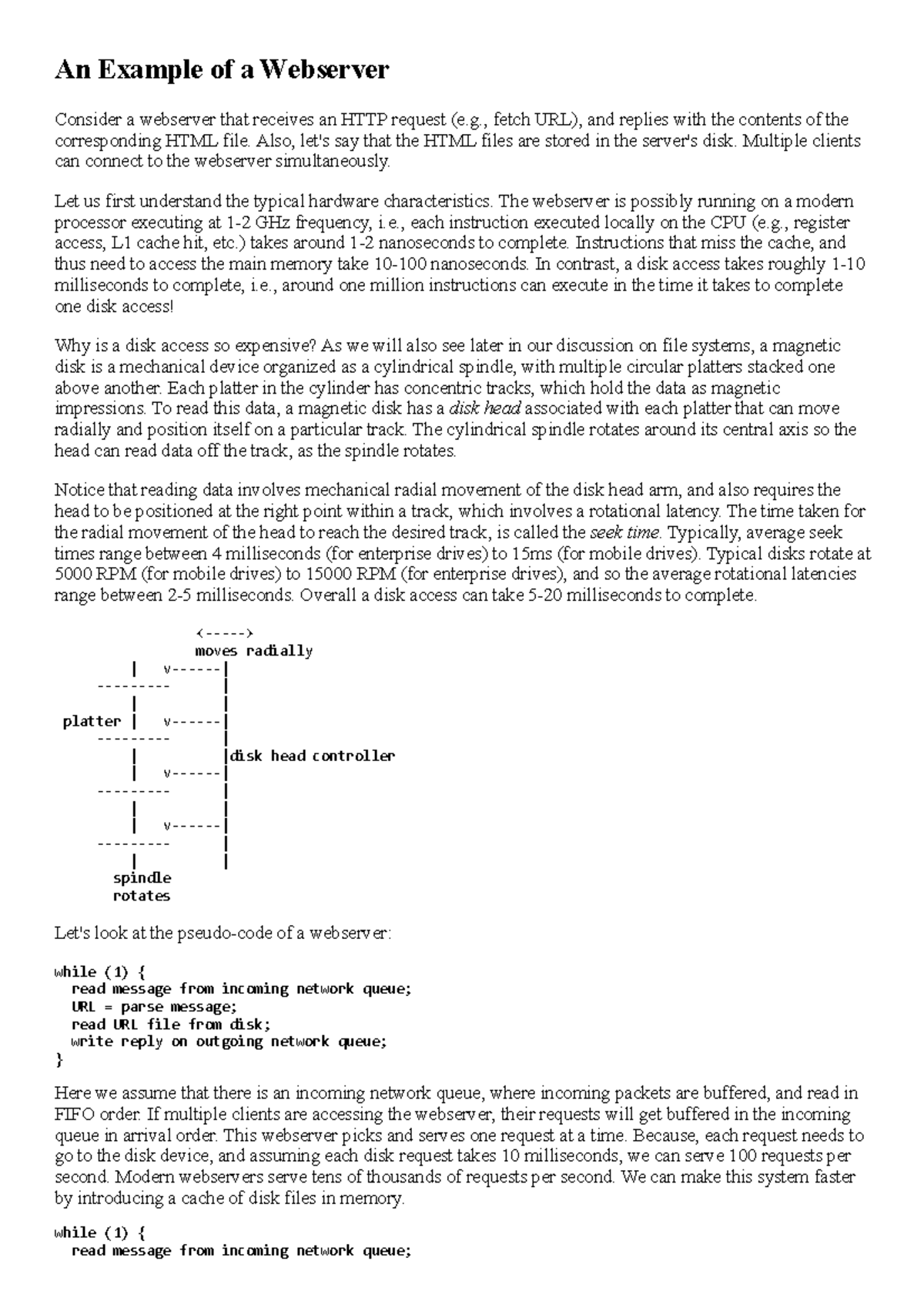 L24 - Operating Systems - An Example of a Webserver Consider a ...
