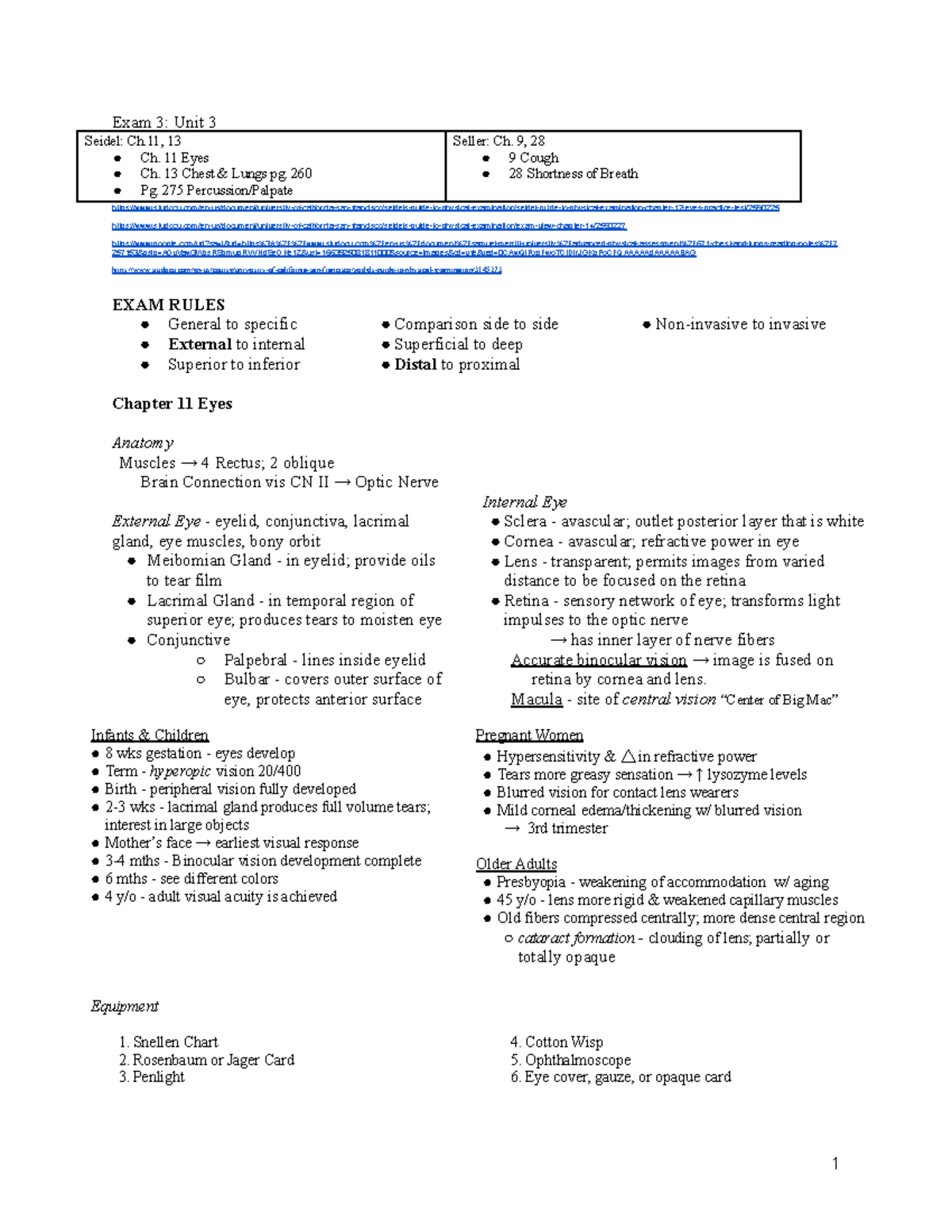NURS6215 Exam 3 Study Guide - Exam 3: Unit 3 Seidel: Ch, 13 Ch. 11 Eyes ...