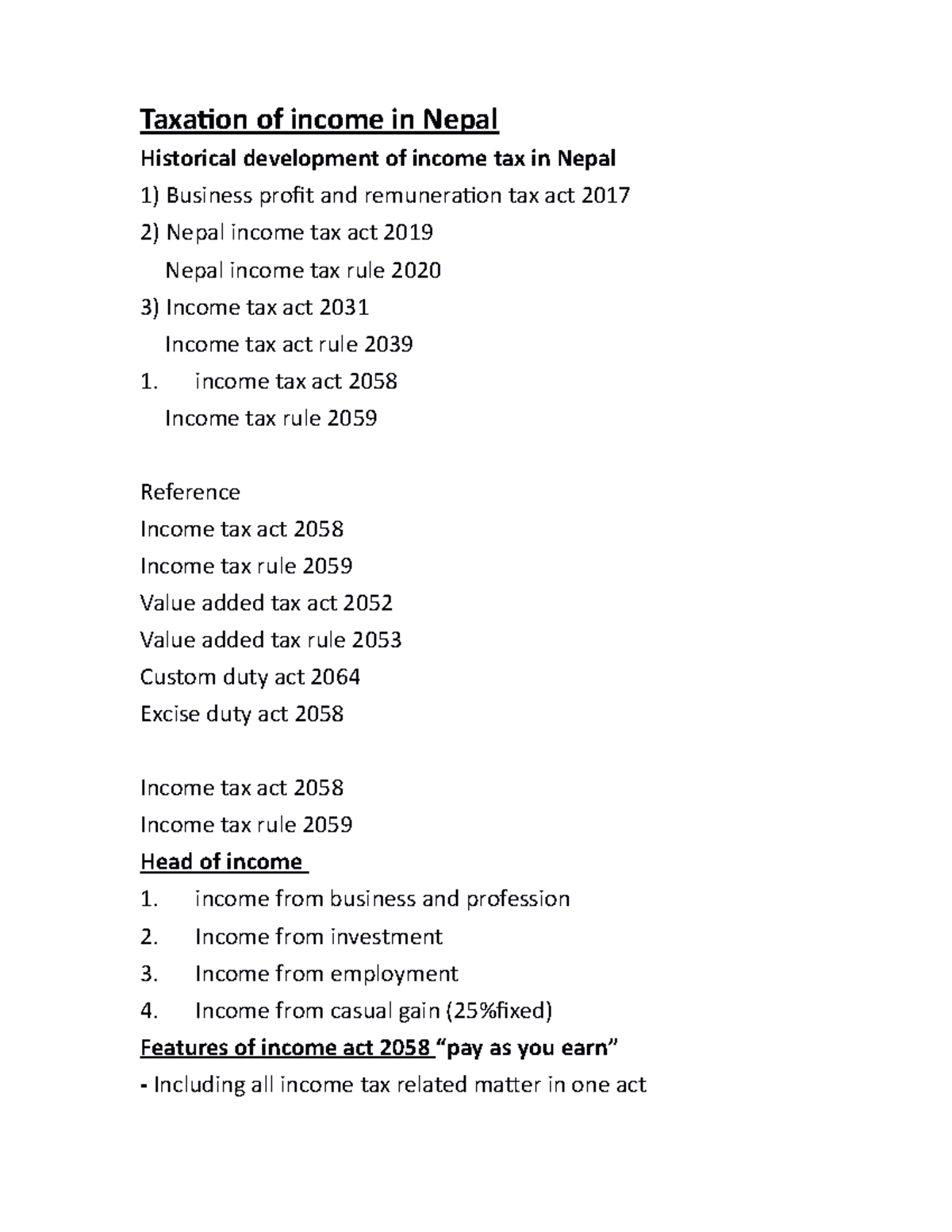 Taxation of in Nepal Taxaion of in Nepal Historical development of tax in