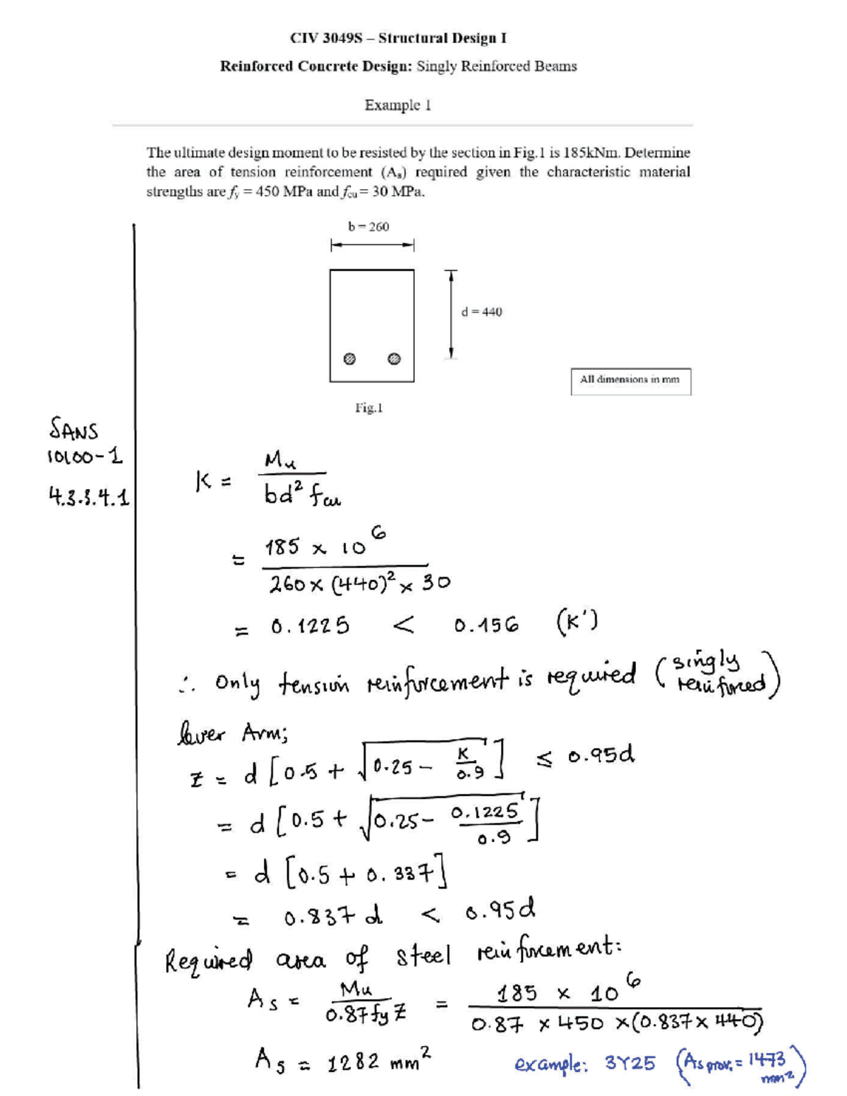 RC Design Example 1 2 - CIV3049S - Studocu