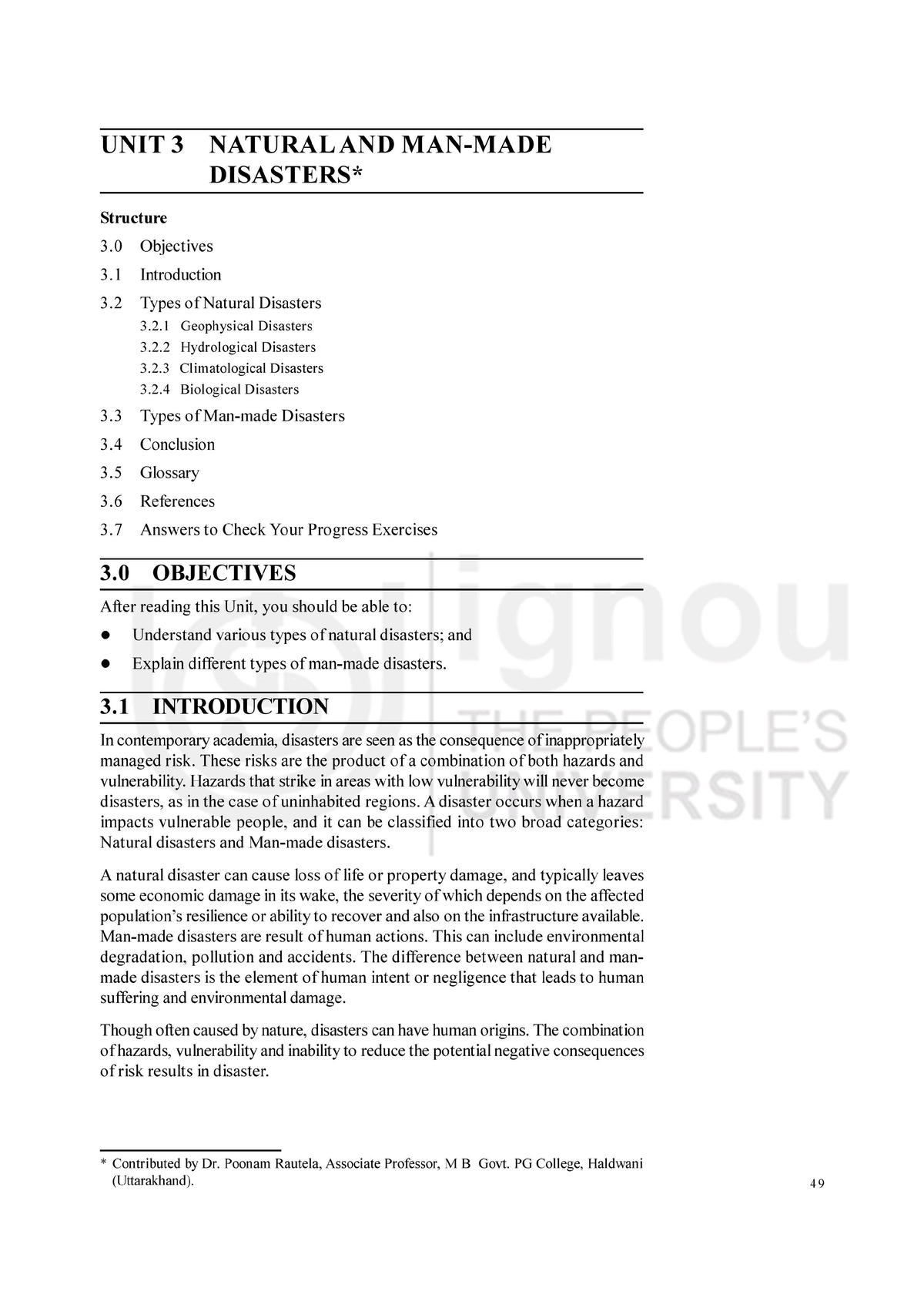 Unit 3 Disaster Management - B A Honours Psychology - Studocu