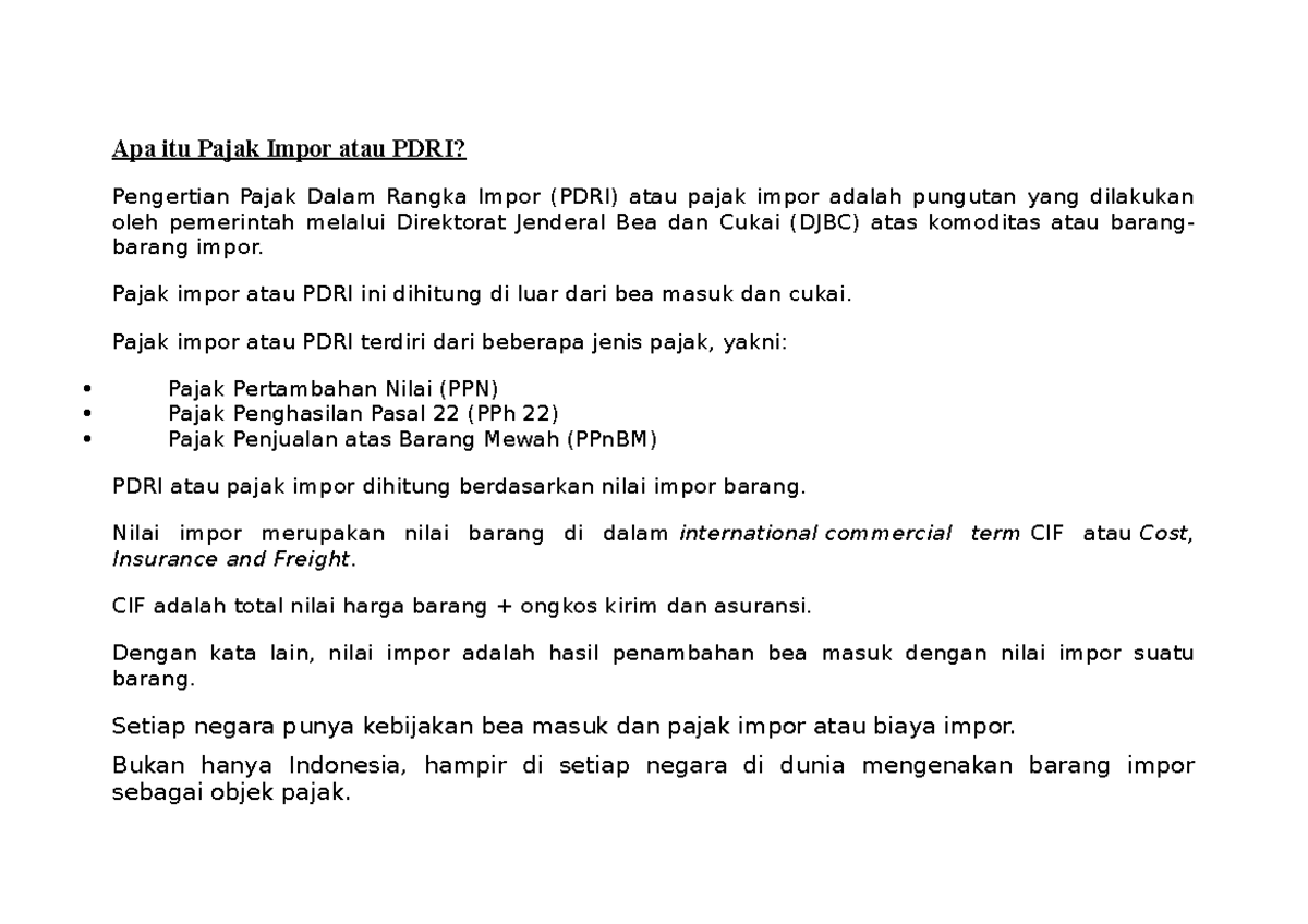 Materi Pajak Impor - Apa itu Pajak Impor atau PDRI? Pengertian Pajak ...