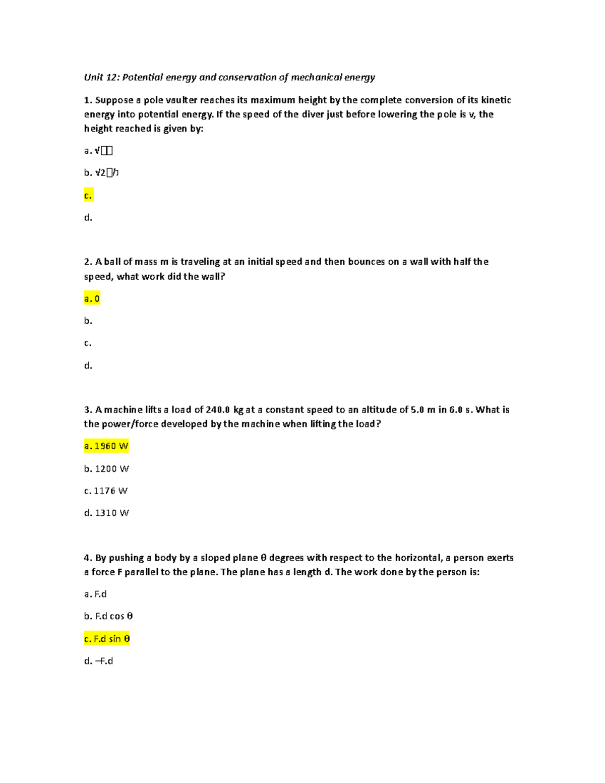 Workbook Topic 12 matter and energy - Unit 12: Potential energy and ...