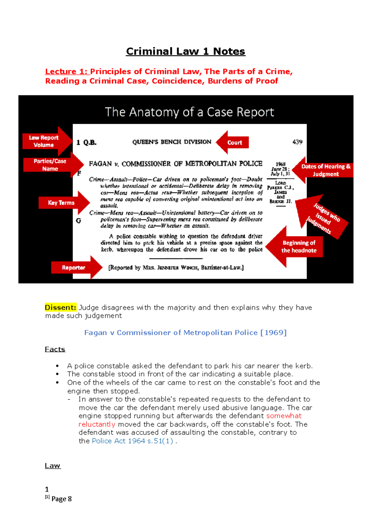 Criminal Law Notes - Criminal Law 1 Notes Lecture 1: Principles Of ...