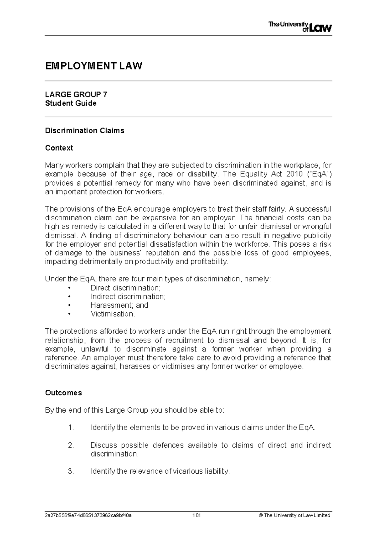 2324 employment lg07 ce01 student guide - EMPLOYMENT LAW LARGE GROUP 7 ...