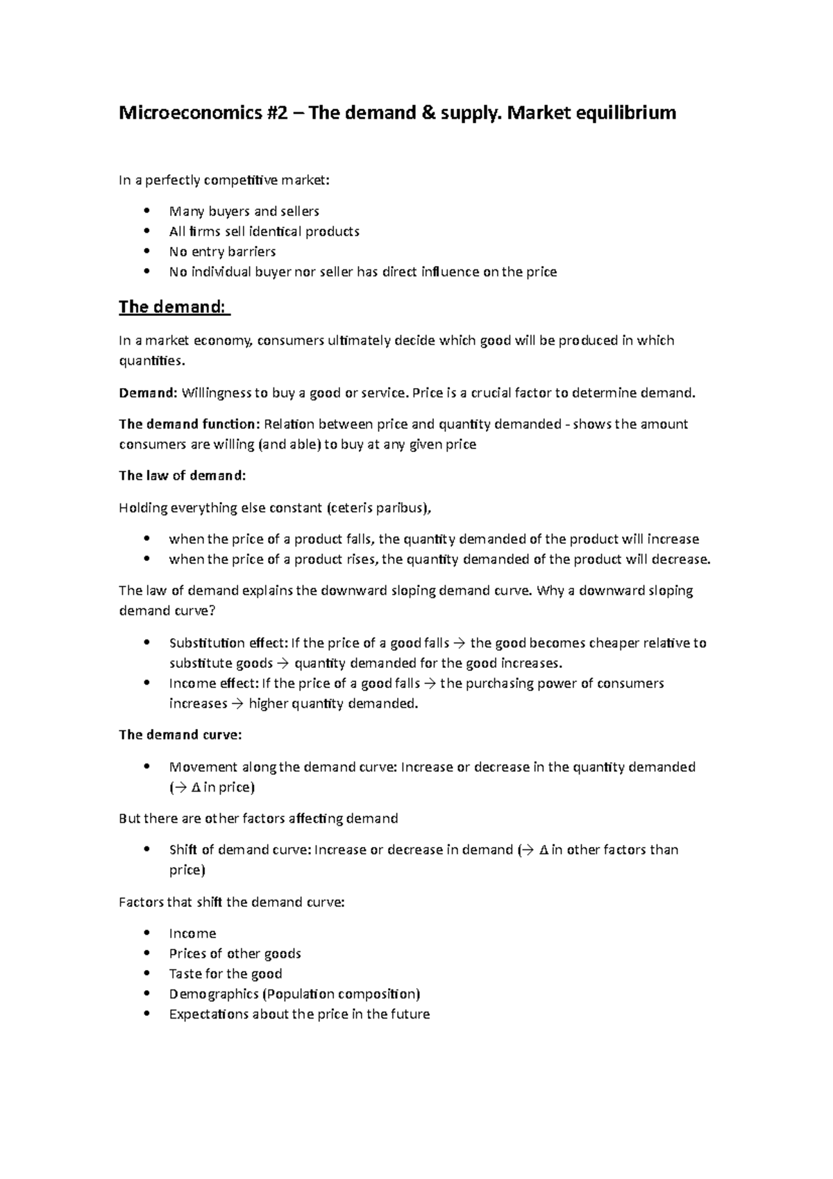 Micro 2 - Supply & demand - Microeconomics #2 – The demand & supply ...