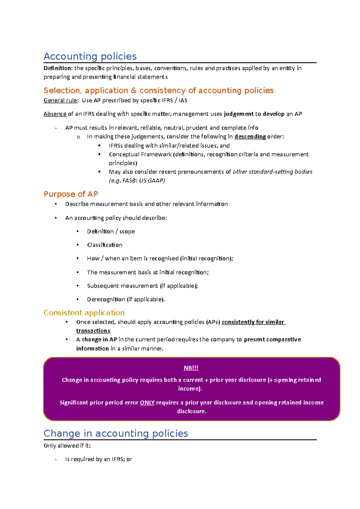 Accounting policies Notes Accounting policies Definition the