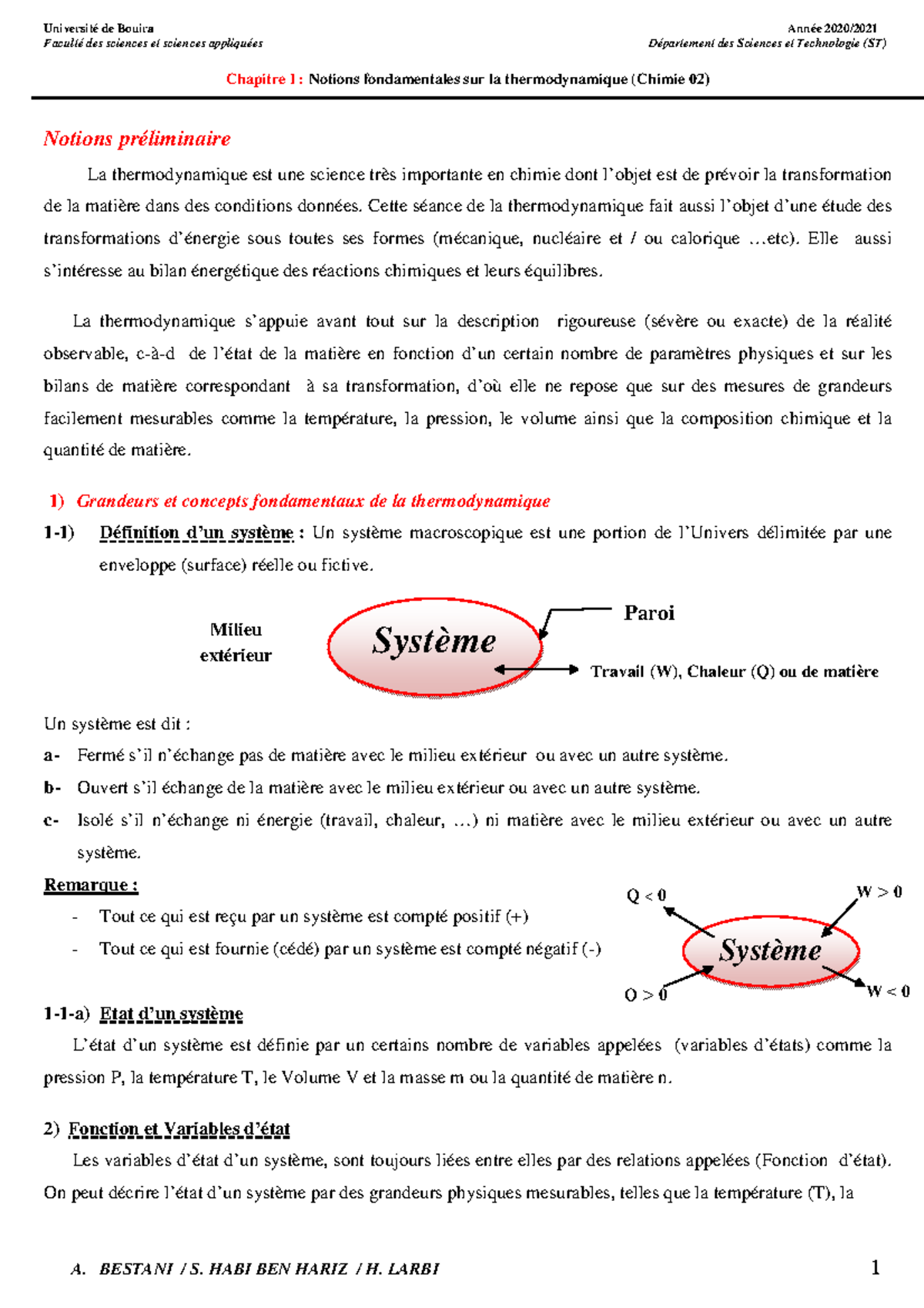 Chapitre N° 01 du module de Chimie 02 - Université de Bouira Faculté ...