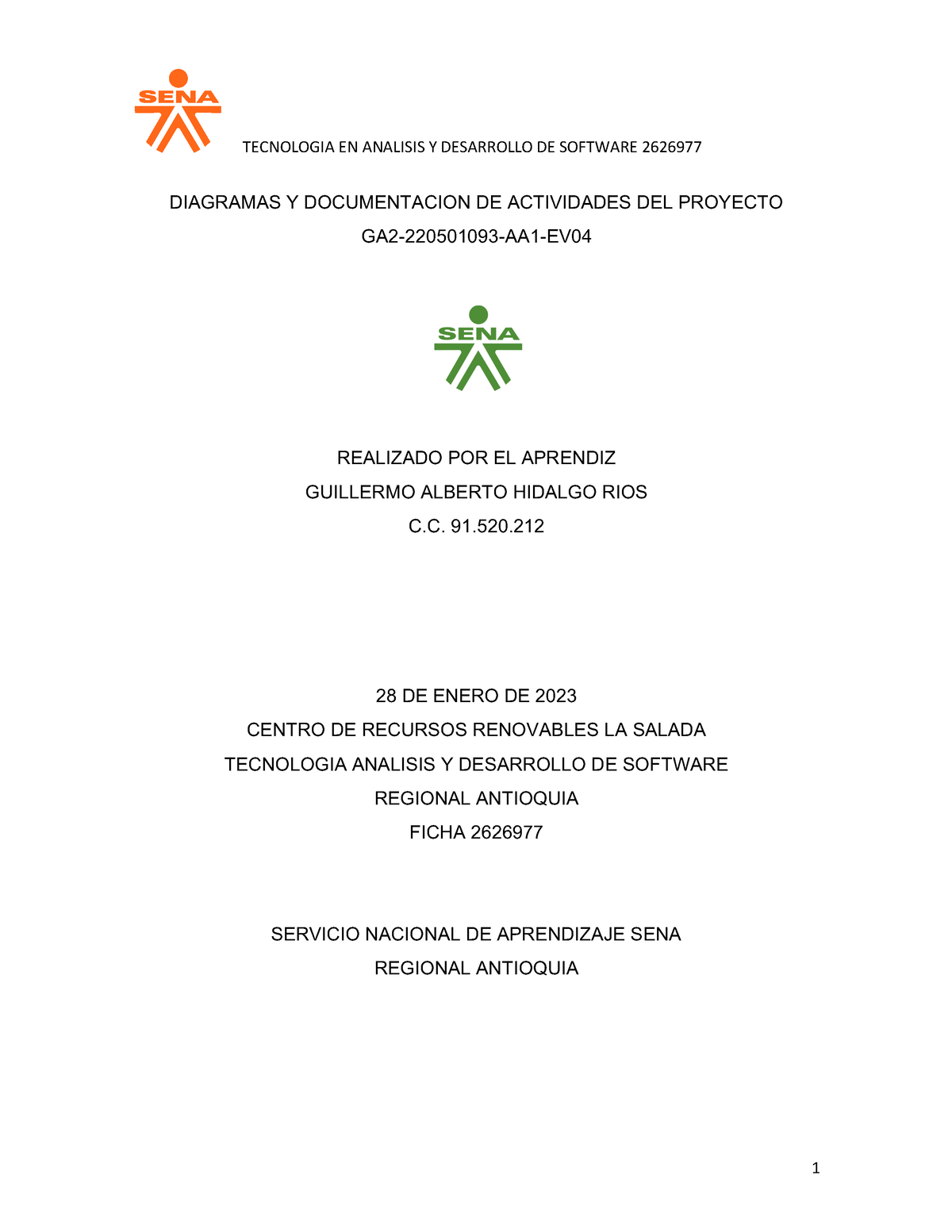 Diagramas Y Documentacion De Actividades Del Proyecto - DIAGRAMAS Y ...