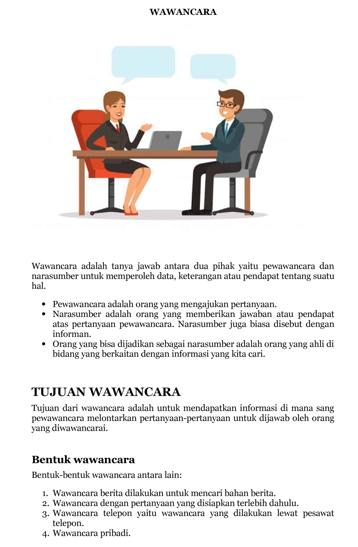 Materi Wawancara - WAWANCARA Wawancara Adalah Tanya Jawab Antara Dua ...