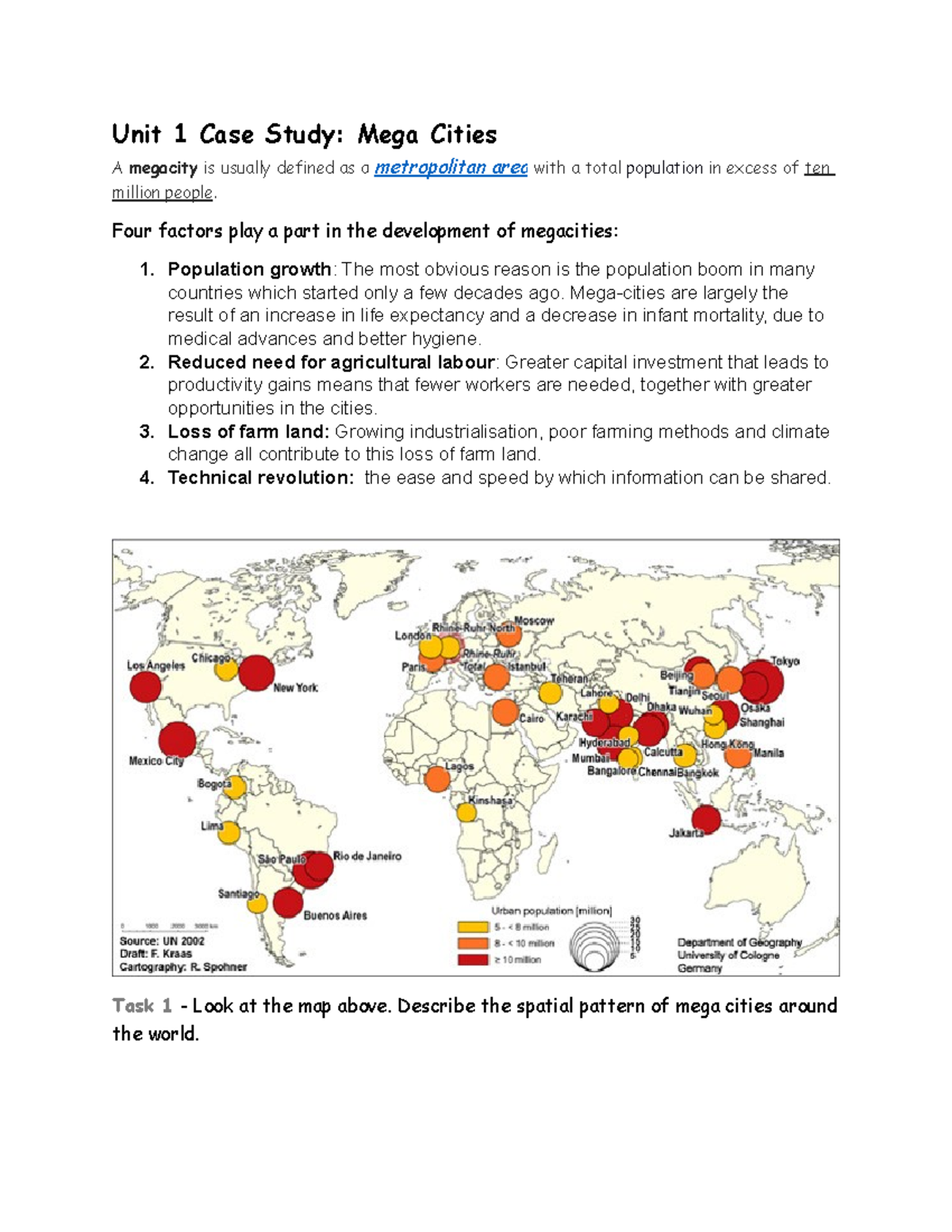 Unit 1 Case Study - Unit 1 Case Study: Mega Cities A Megacity Is ...