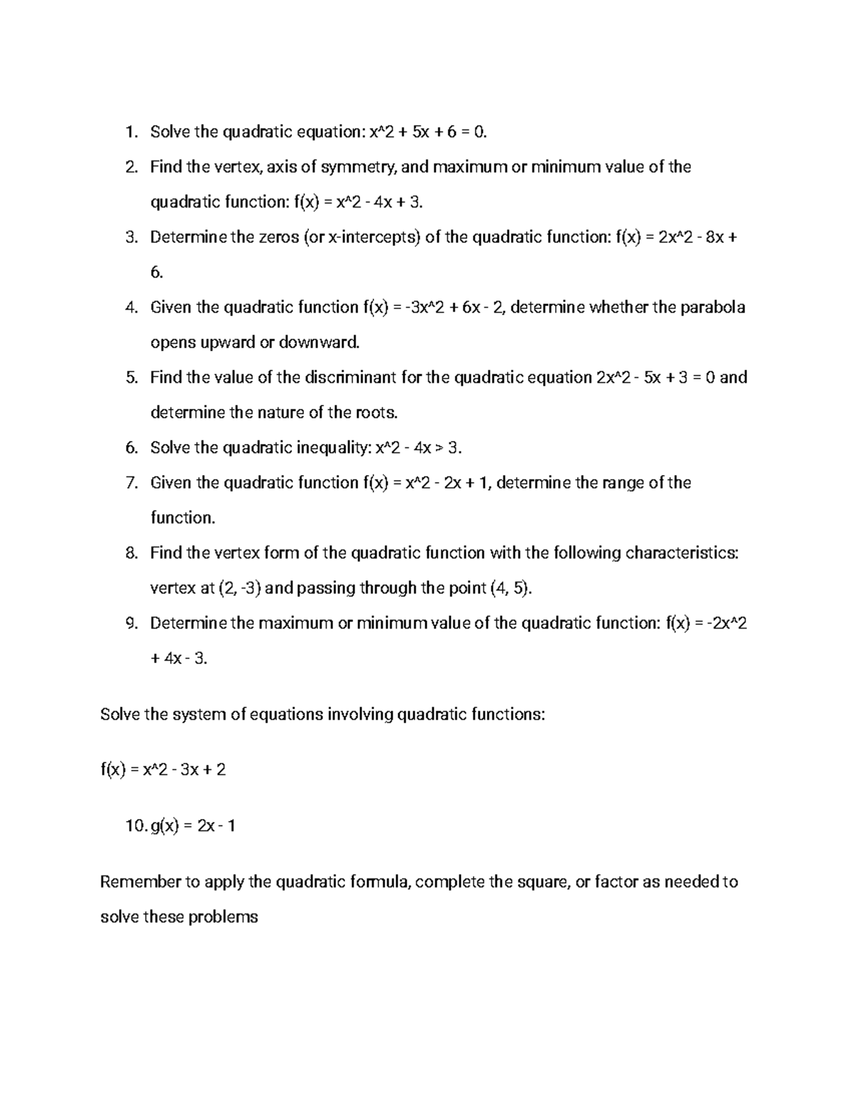 quadratic-function-problems-solve-the-quadratic-equation-x-2-5x