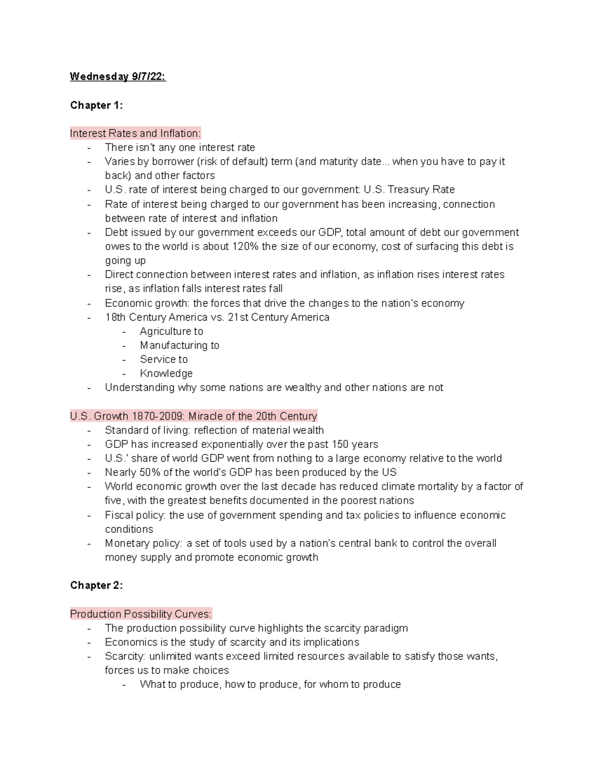 Week 2 Principles Of Macroeconomics - Wednesday 9/7/22: Chapter 1 ...