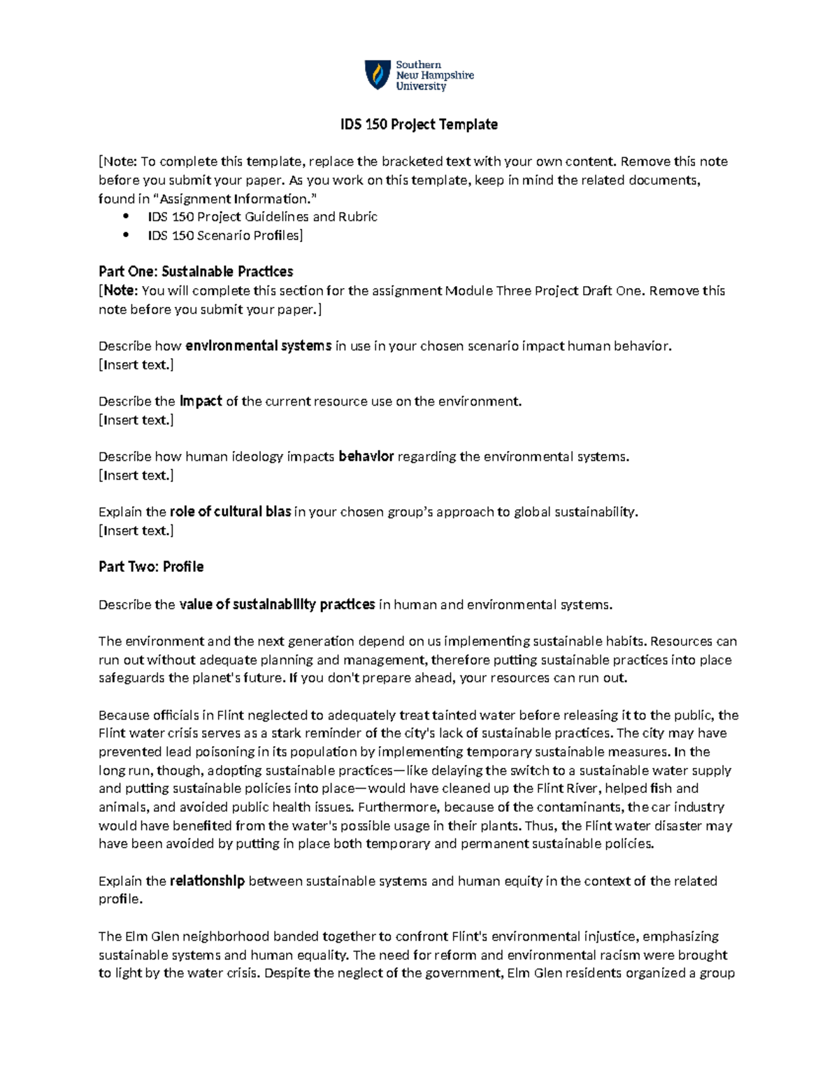 5-2 Short Paper- Project Draft Two - IDS 150 Project Template [Note: To ...