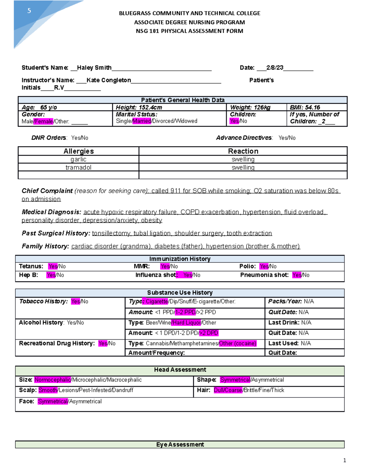 Nsg Physical Assessment Copy Associate Degree Nursing Program Nsg 101 Physical Assessment Nsg Physical Assessment Copy Associate Degree Nursing Program Nsg 101 Physical Assessment